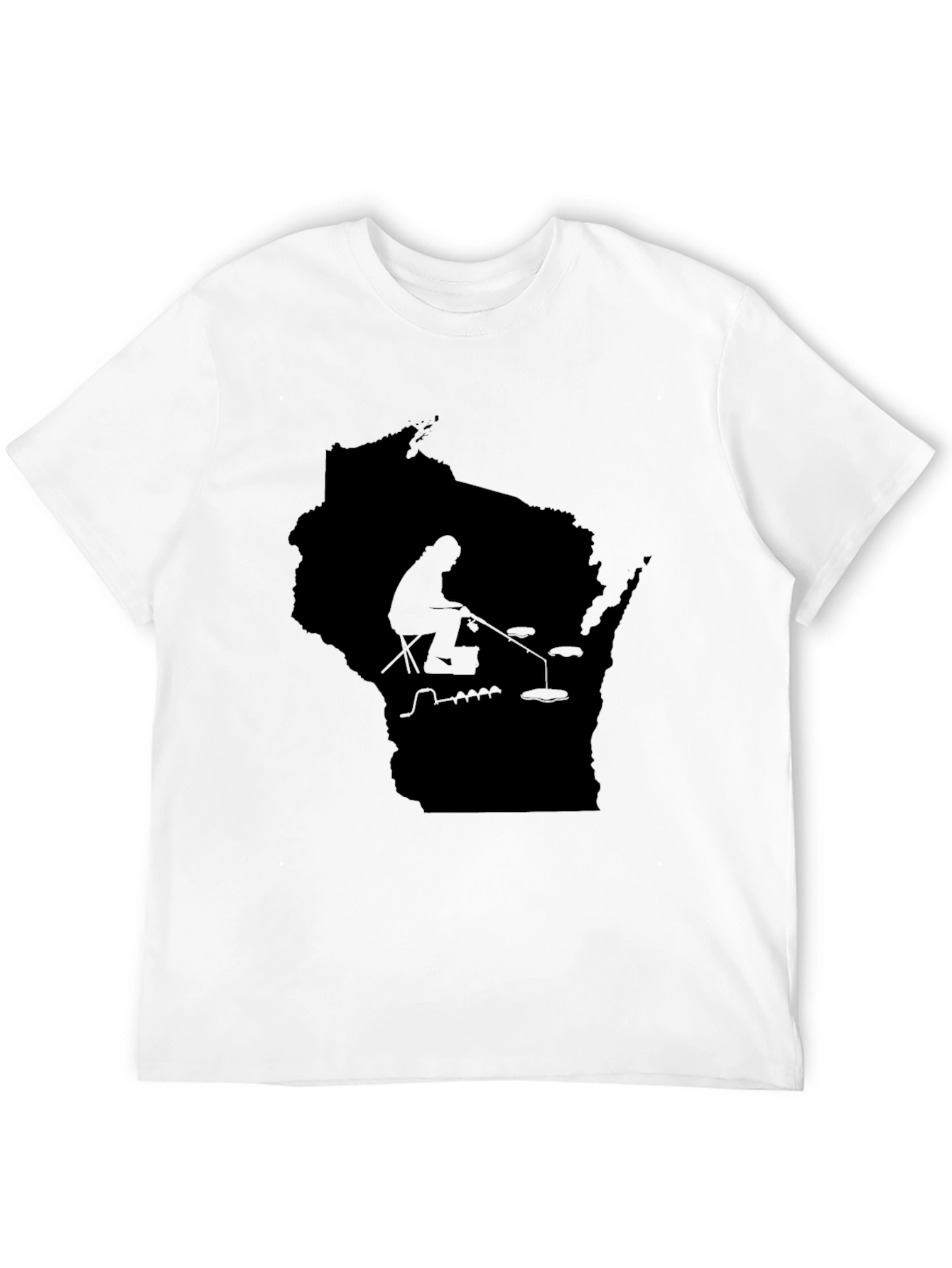 Wisconsin Fishing Silhouette Tee - Black