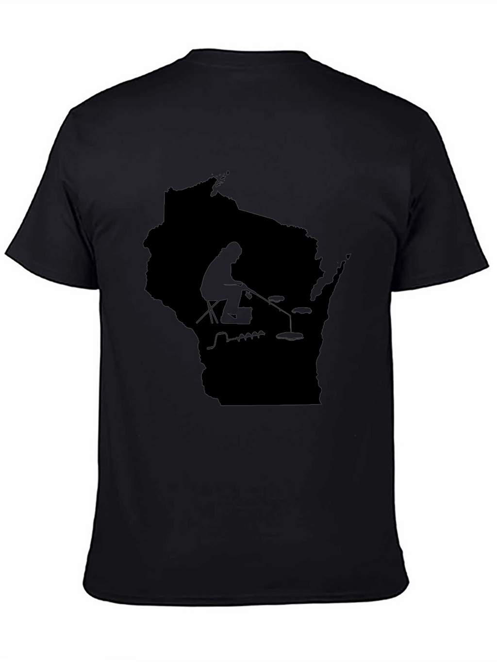 Wisconsin Fishing Silhouette Tee - Black