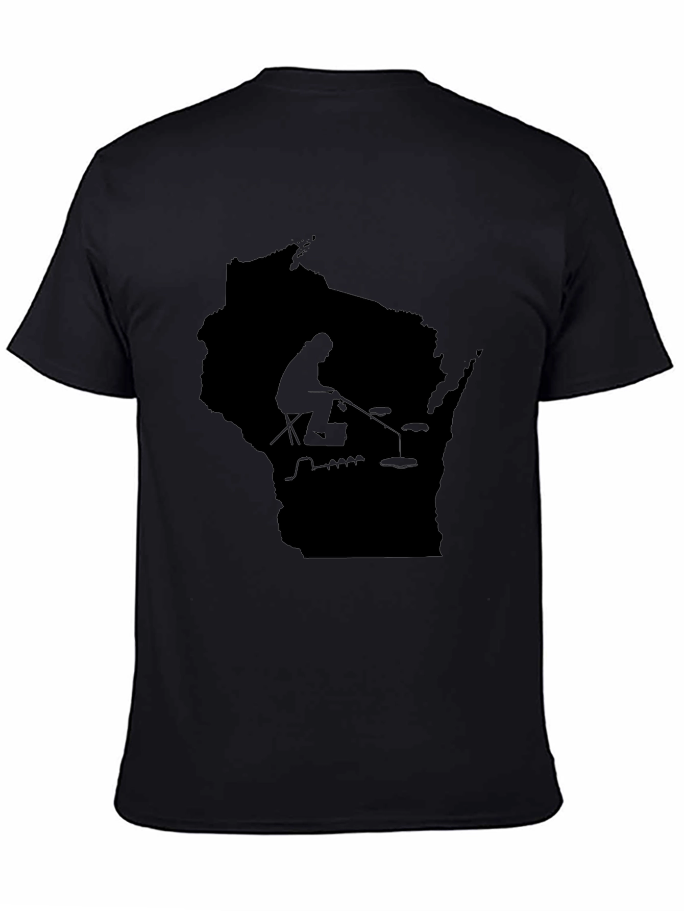 Wisconsin Fishing Silhouette Tee - Black