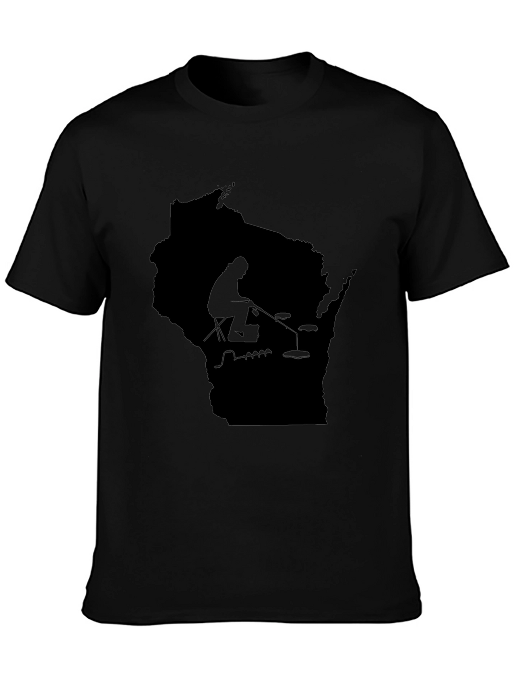 Wisconsin Fishing Silhouette Tee - Black