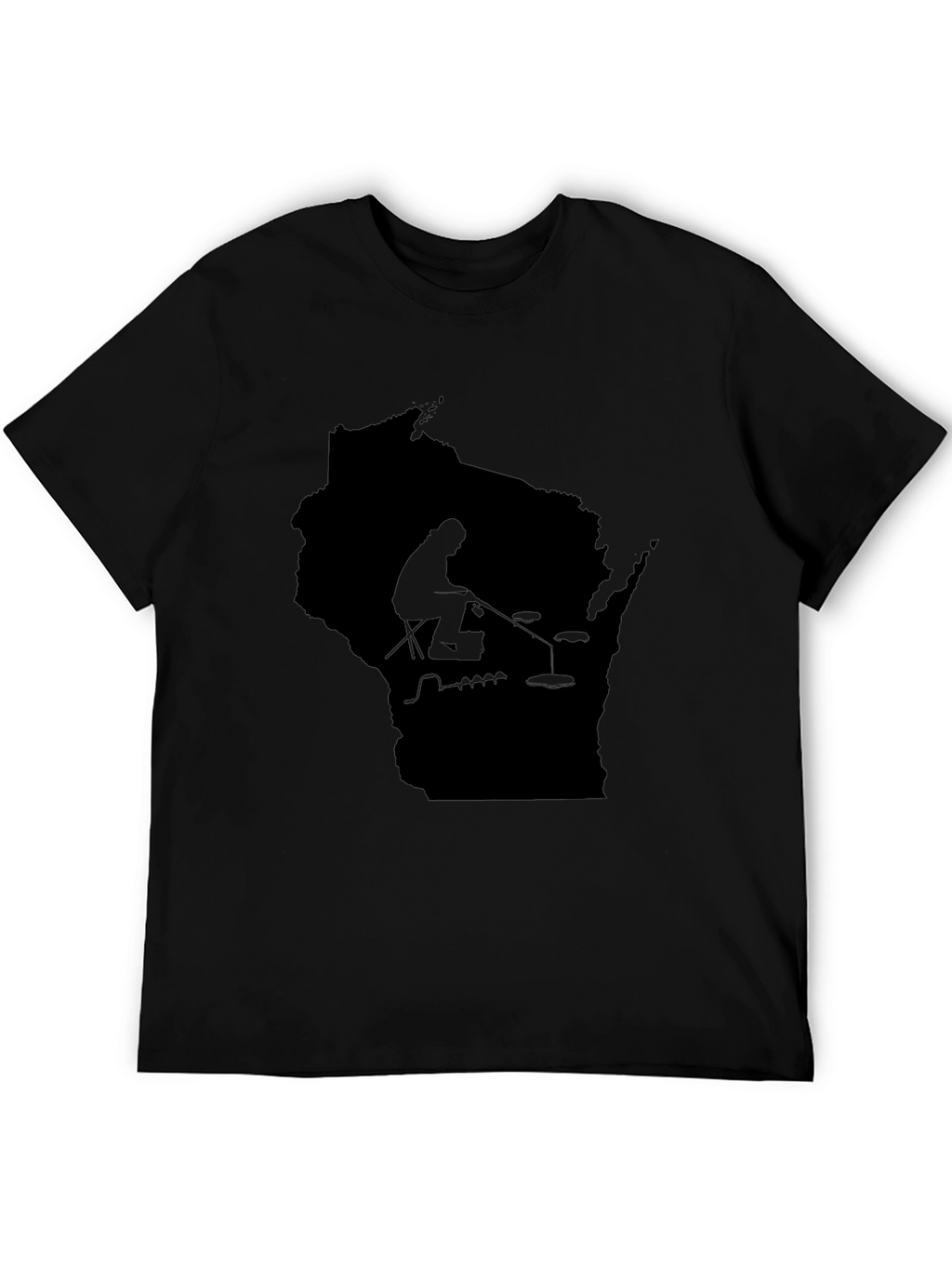 Wisconsin Fishing Silhouette Tee - Black