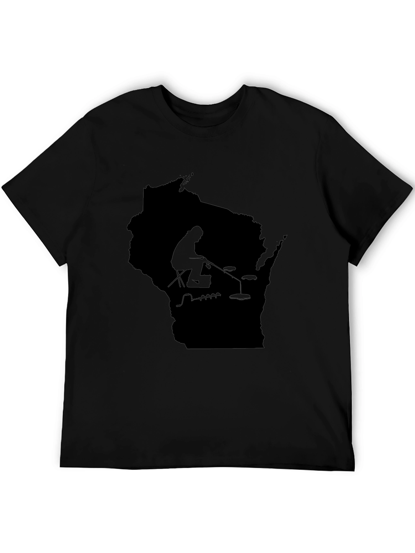 Wisconsin Fishing Silhouette Tee - Black