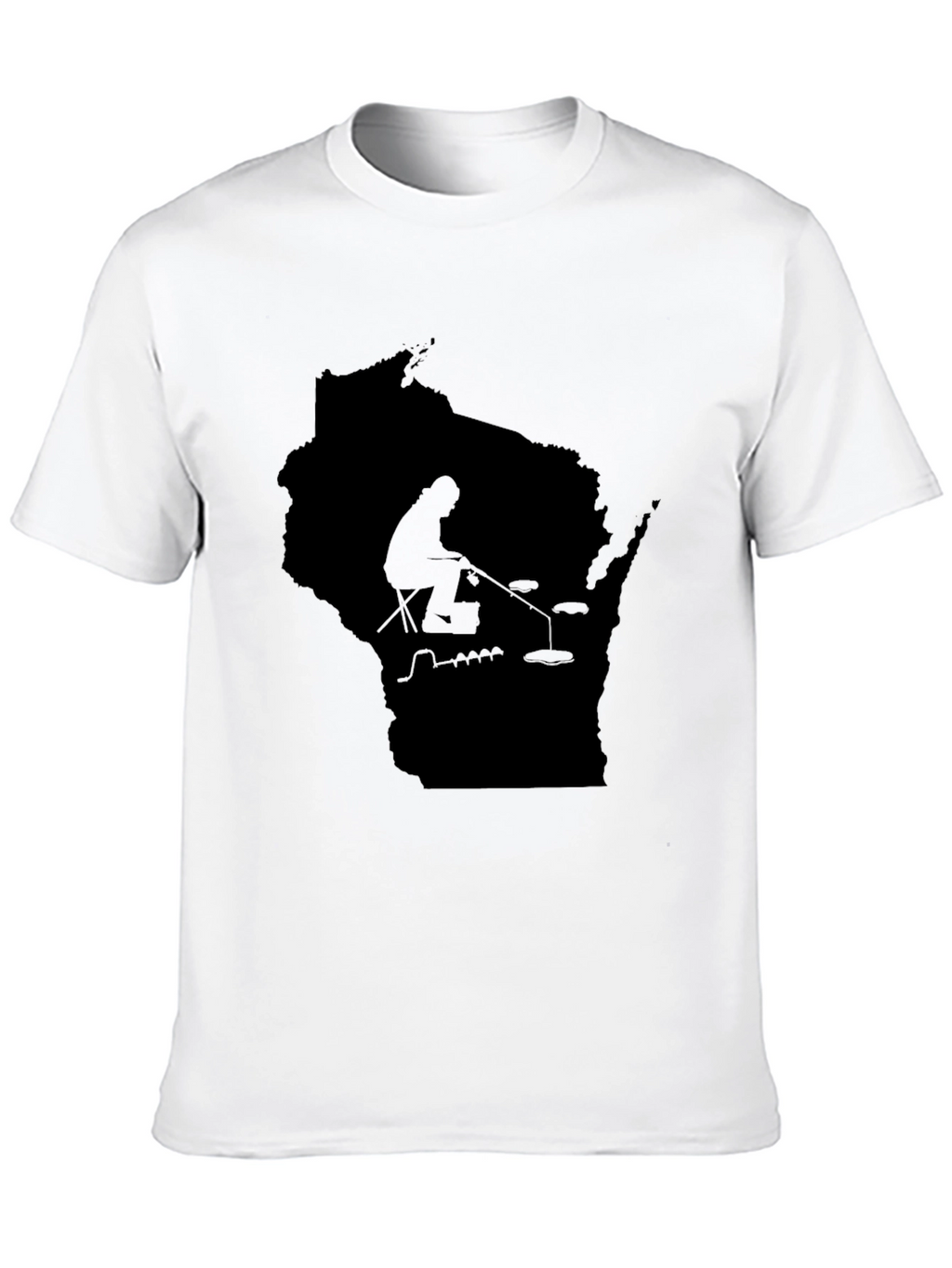Wisconsin Fishing Silhouette Tee - Black