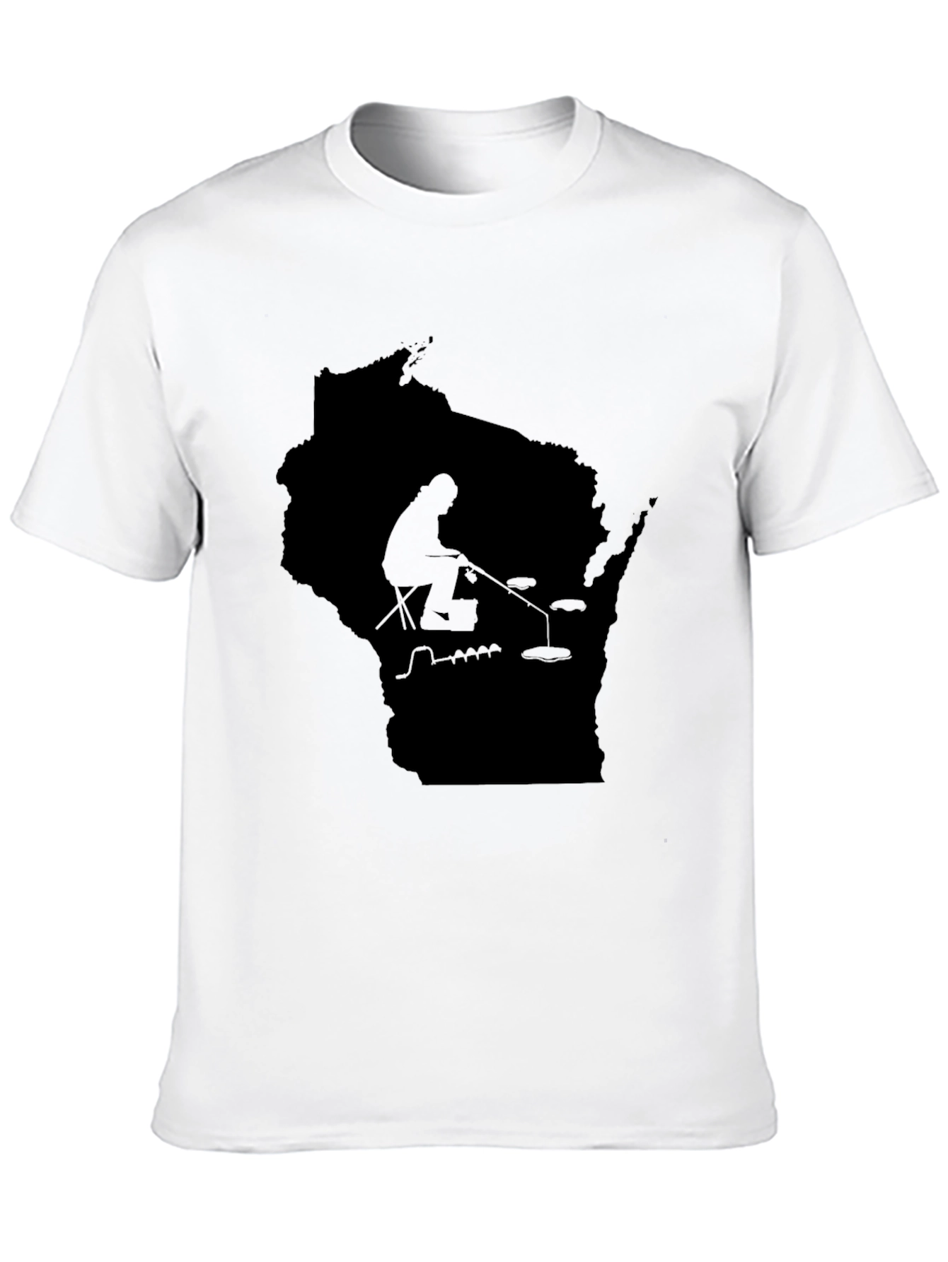 Wisconsin Fishing Silhouette Tee - Black