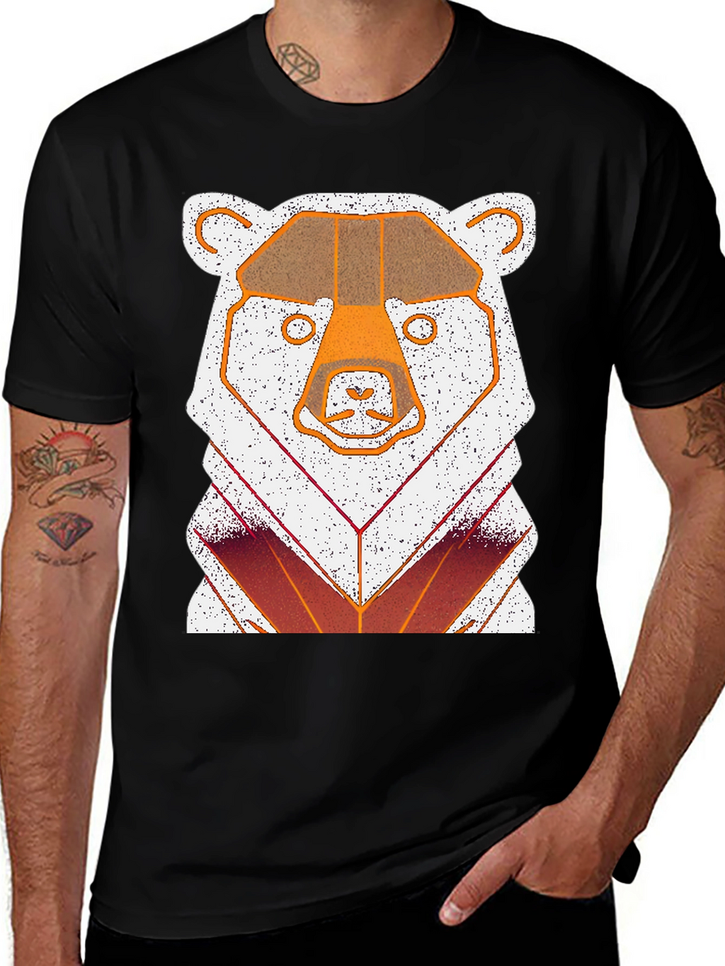 Geometric Bear Graphic T-Shirt