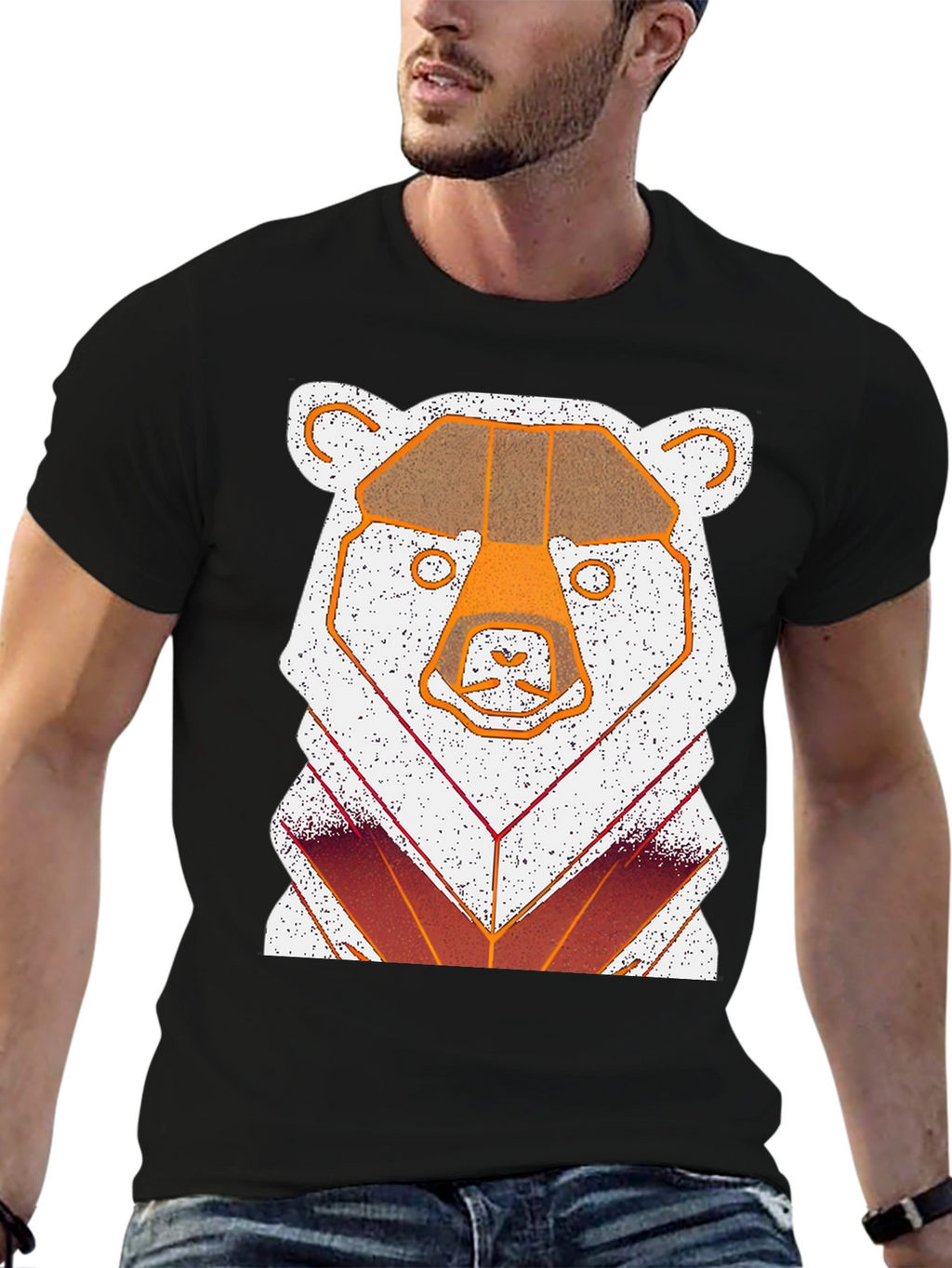 Geometric Bear Graphic T-Shirt