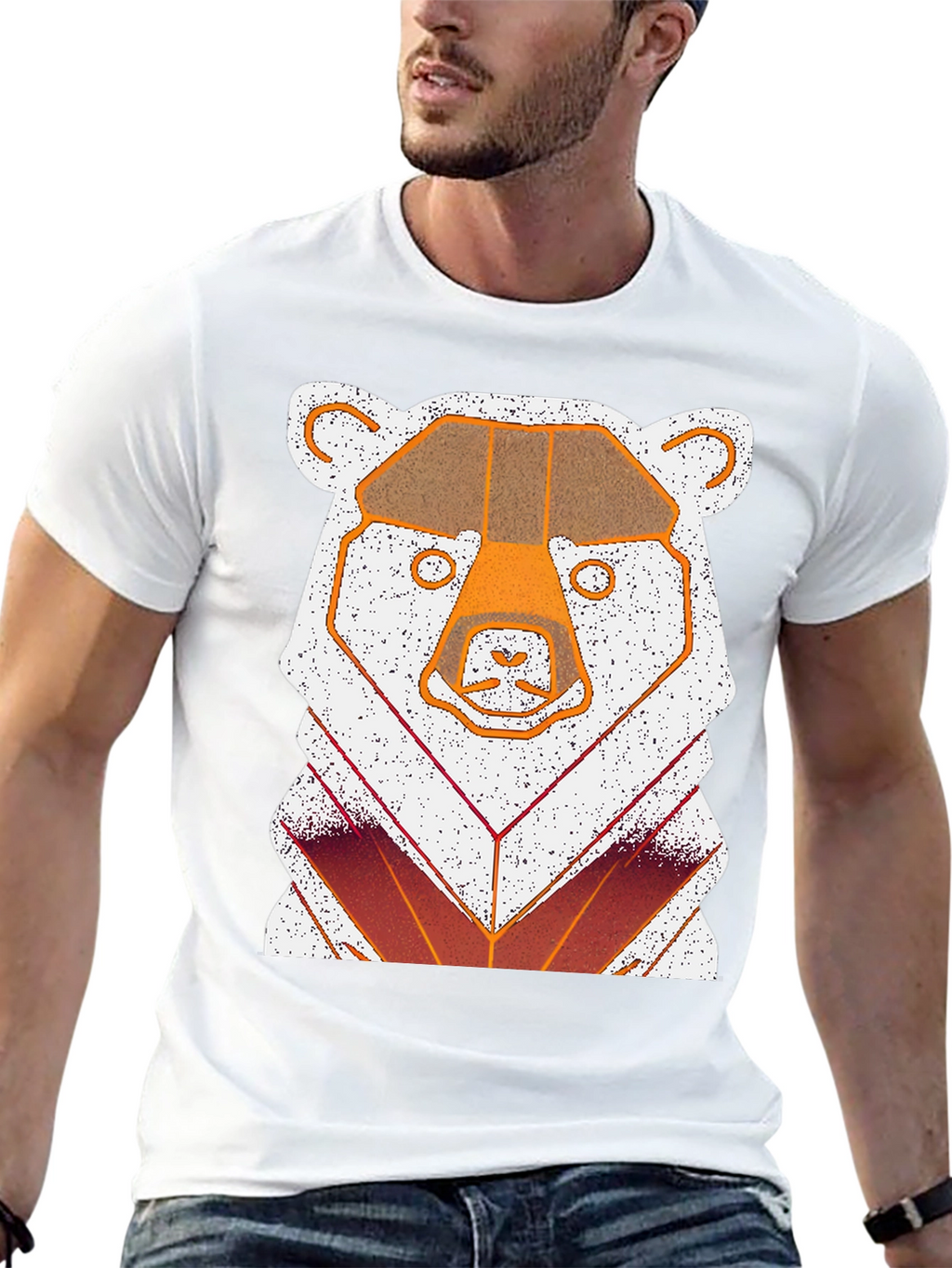 Geometric Bear Graphic T-Shirt