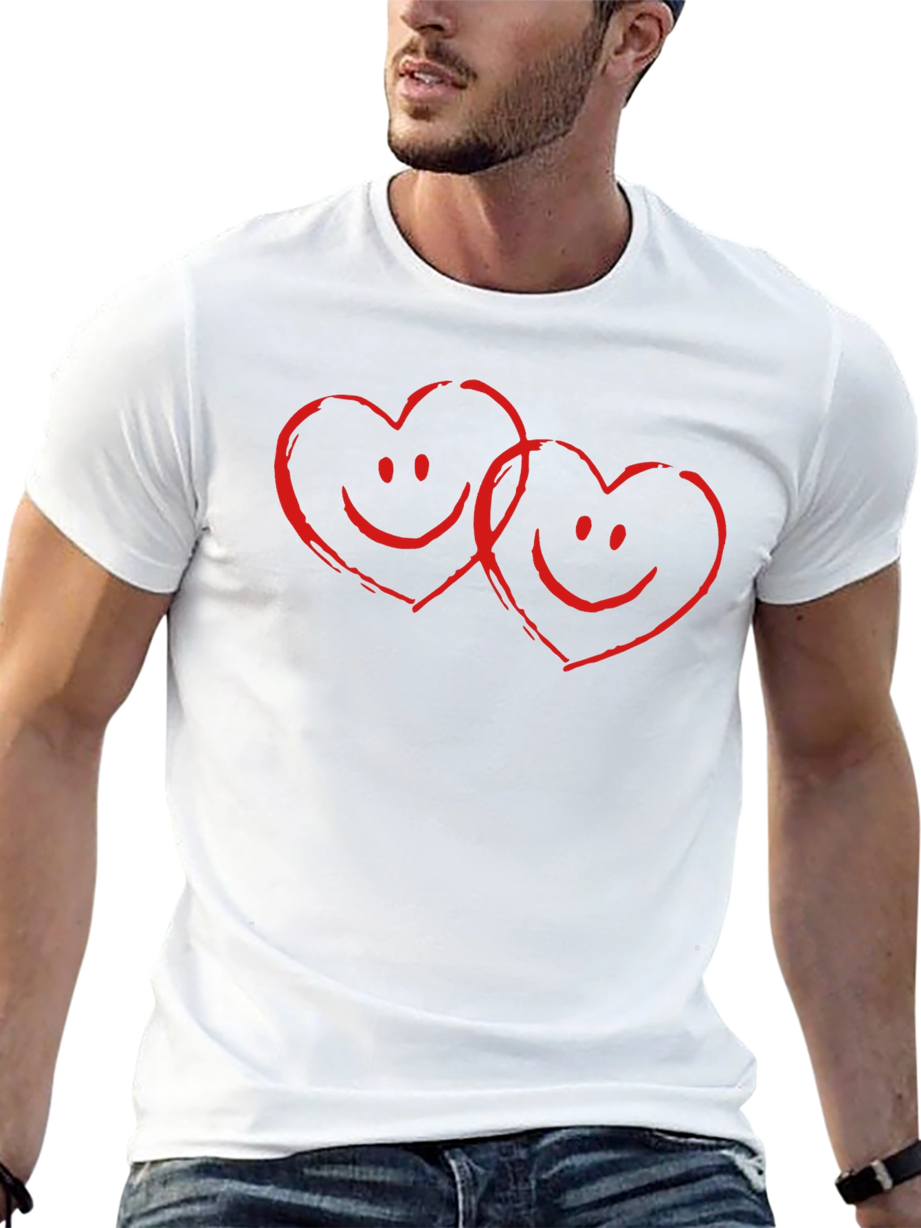 Heart Smile Graphic Tee - Soft Cotton Black T-Shirt