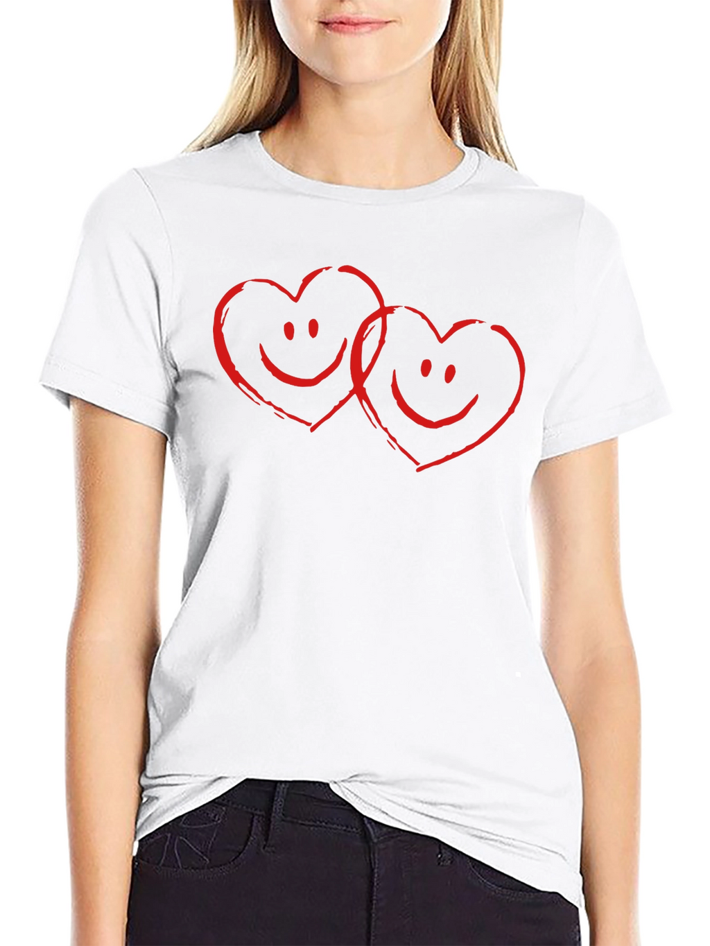 Heart Smile Graphic Tee - Soft Cotton Black T-Shirt