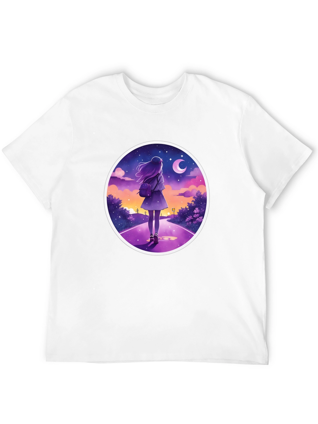 Night Walk Graphic Tee - Anime Style