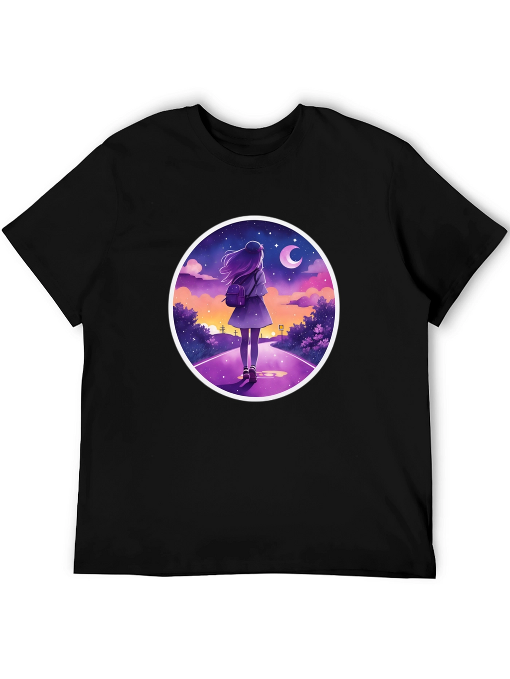 Night Walk Graphic Tee - Anime Style