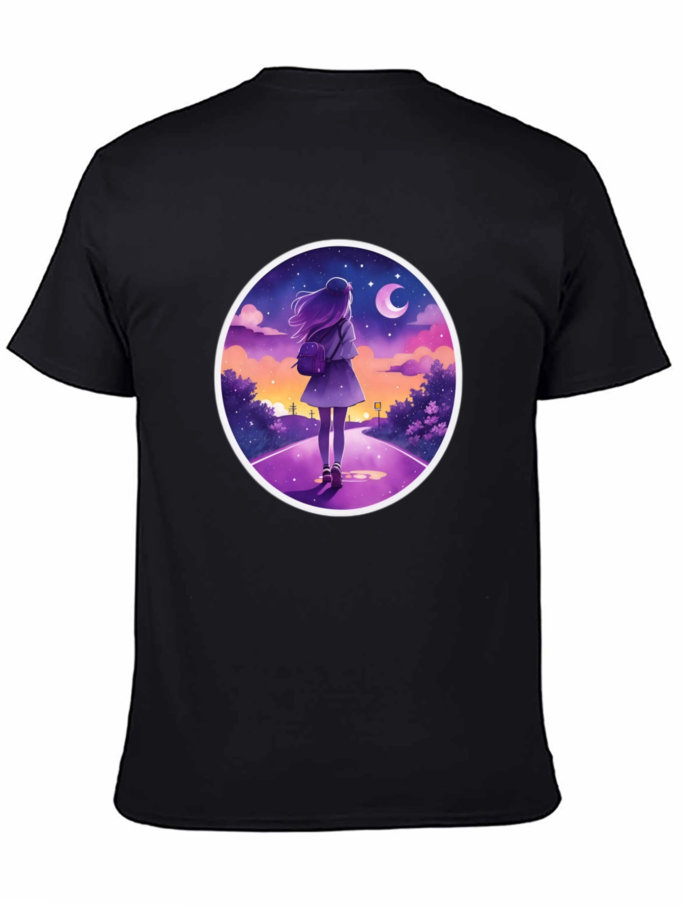 Night Walk Graphic Tee - Anime Style