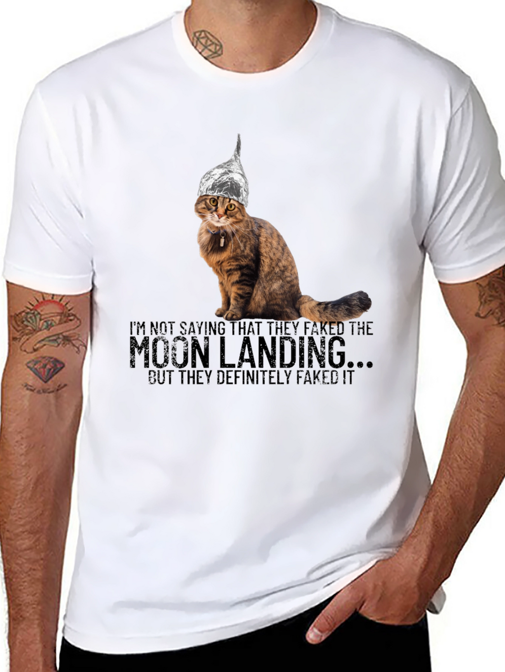 Moon Landing Conspiracy Cat T-Shirt