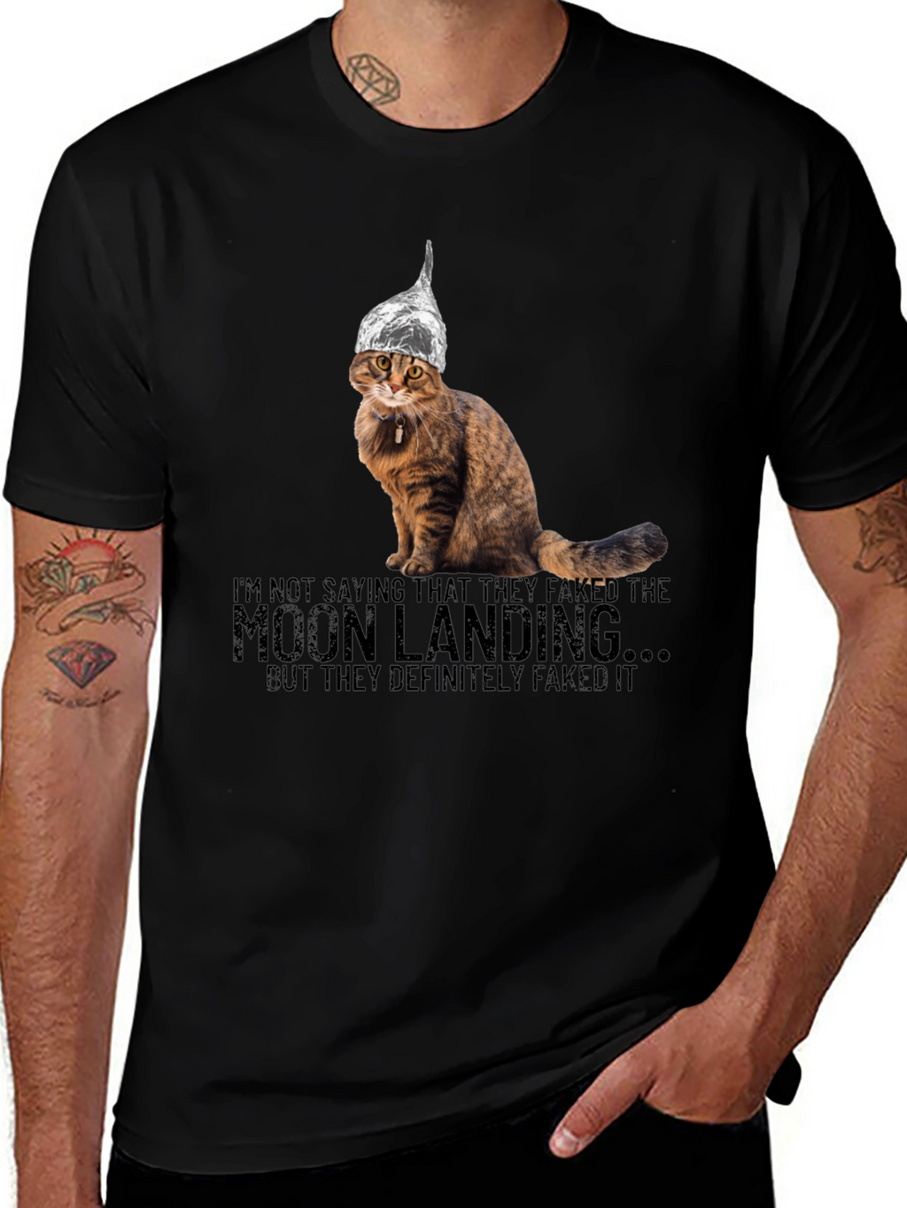 Moon Landing Conspiracy Cat T-Shirt