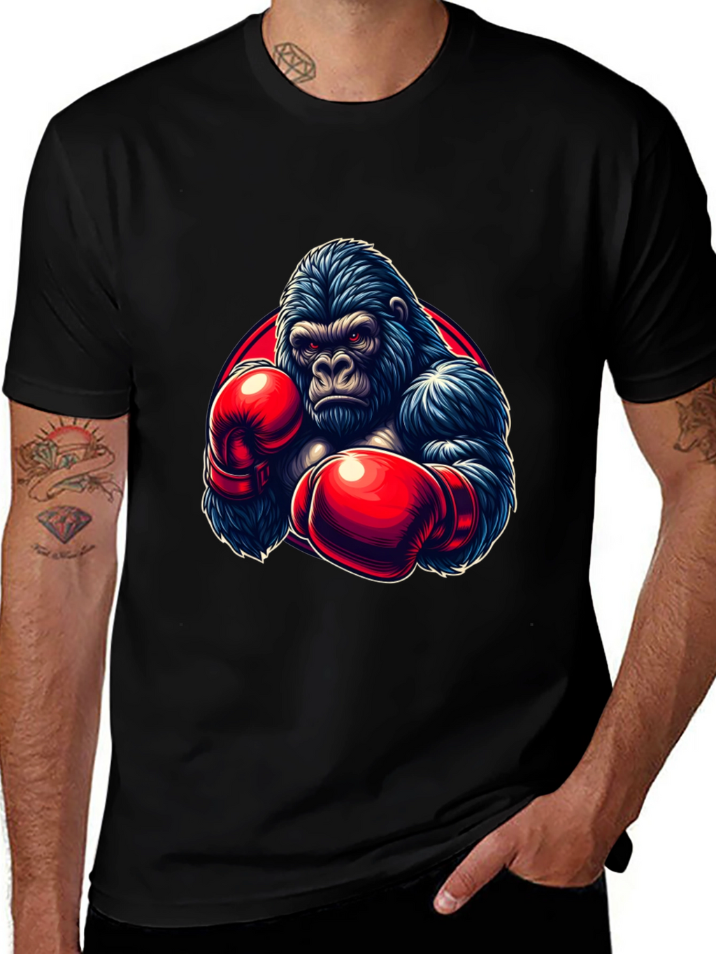 Gorilla Boxer Graphic T-Shirt - Black