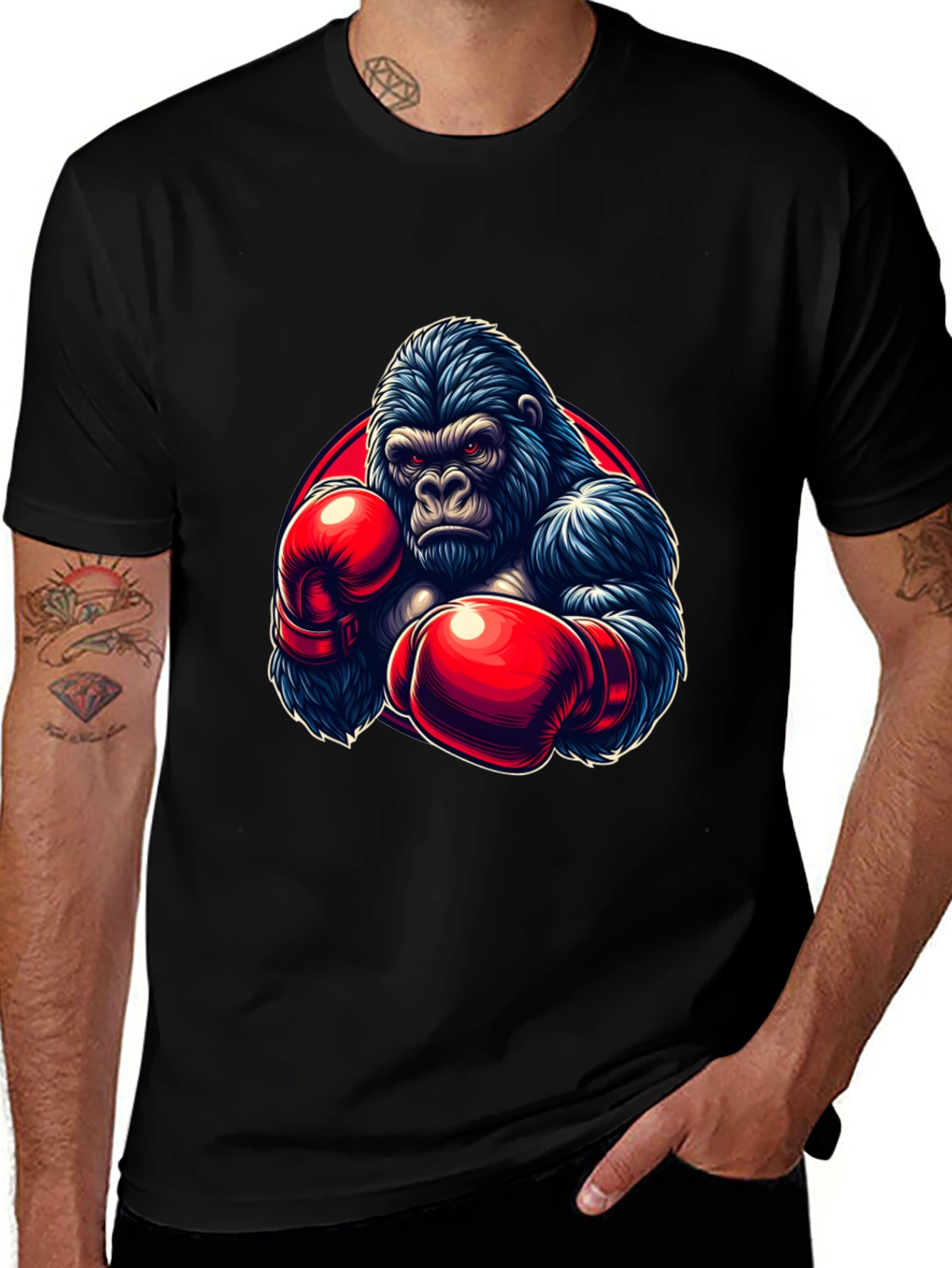 Gorilla Boxer Graphic T-Shirt - Black