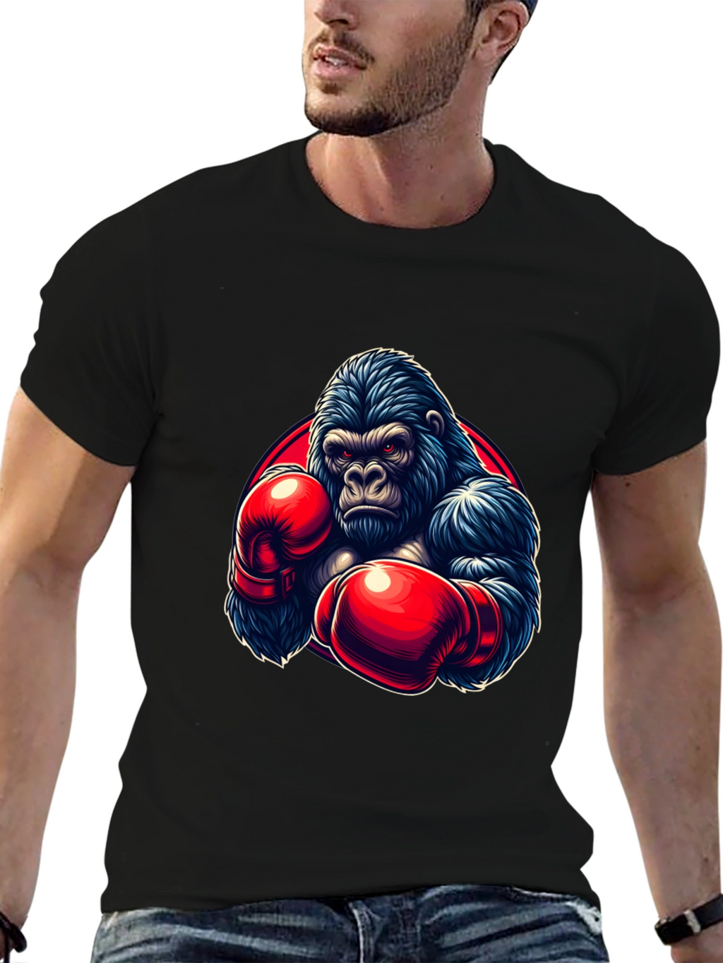 Gorilla Boxer Graphic T-Shirt - Black
