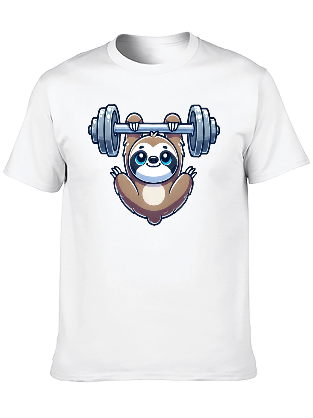 Sloth Lifting Weights Graphic Tee - Gym Humor