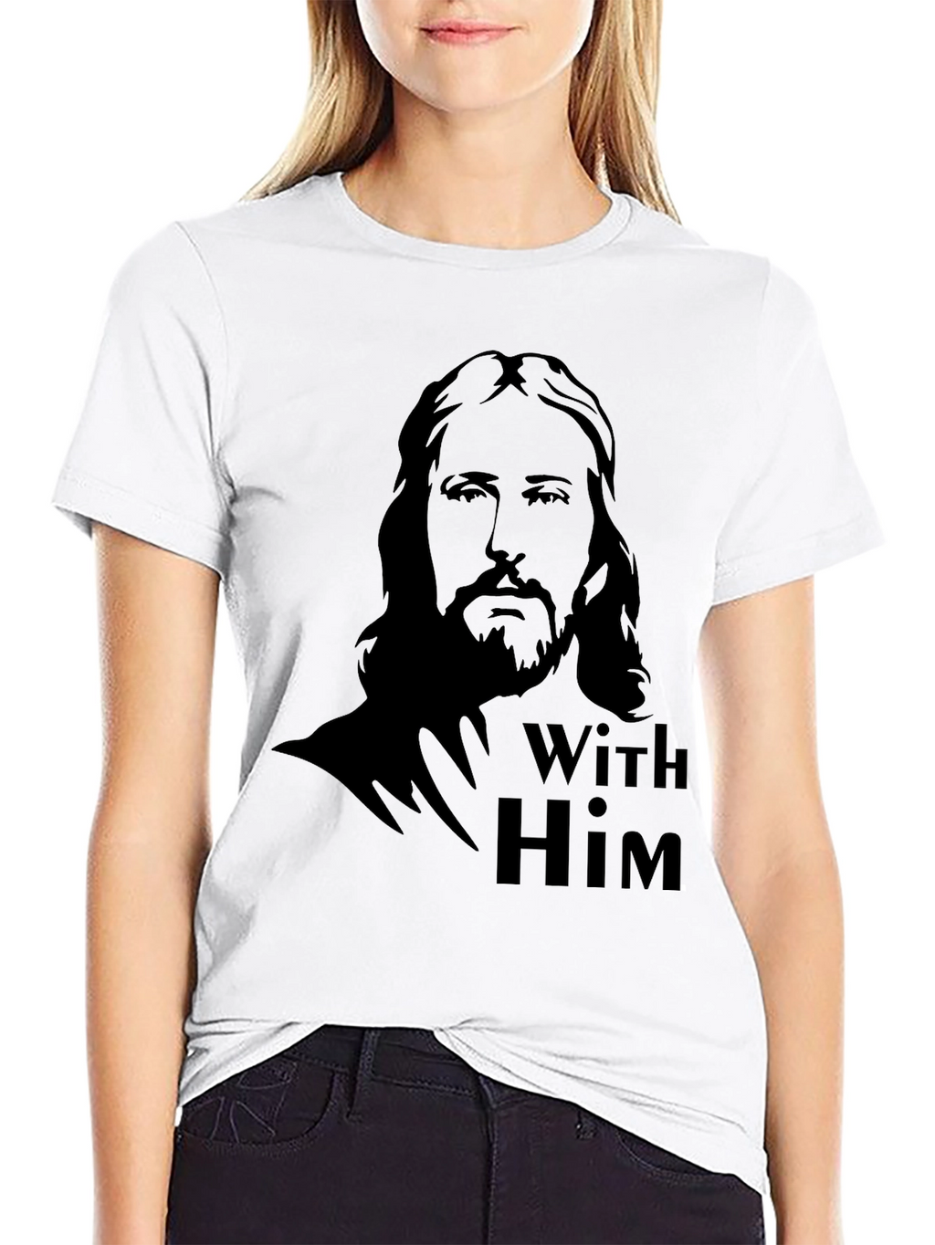 With Him Graphic Tee - Black Cotton Blend