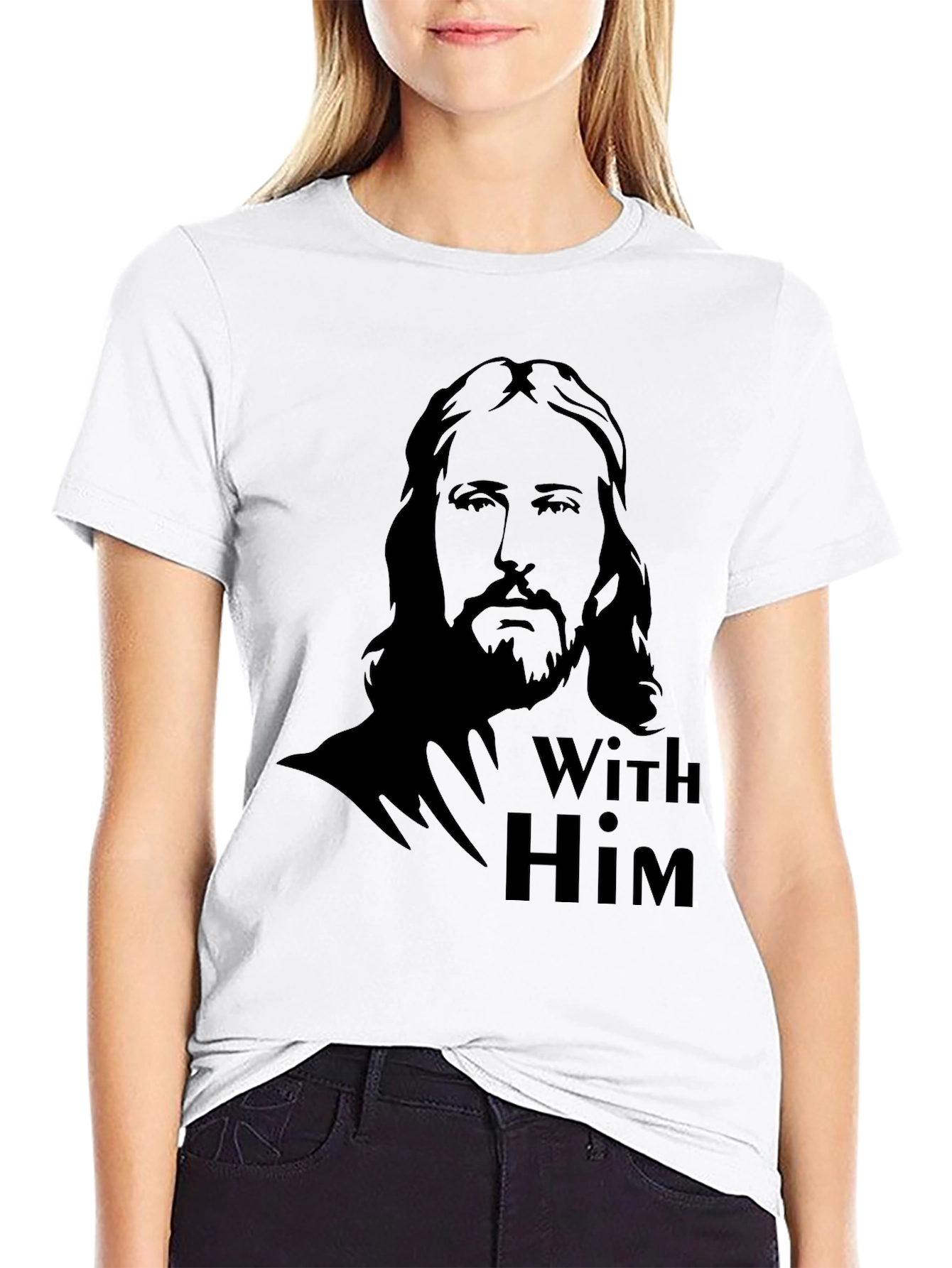 With Him Graphic Tee - Black Cotton Blend