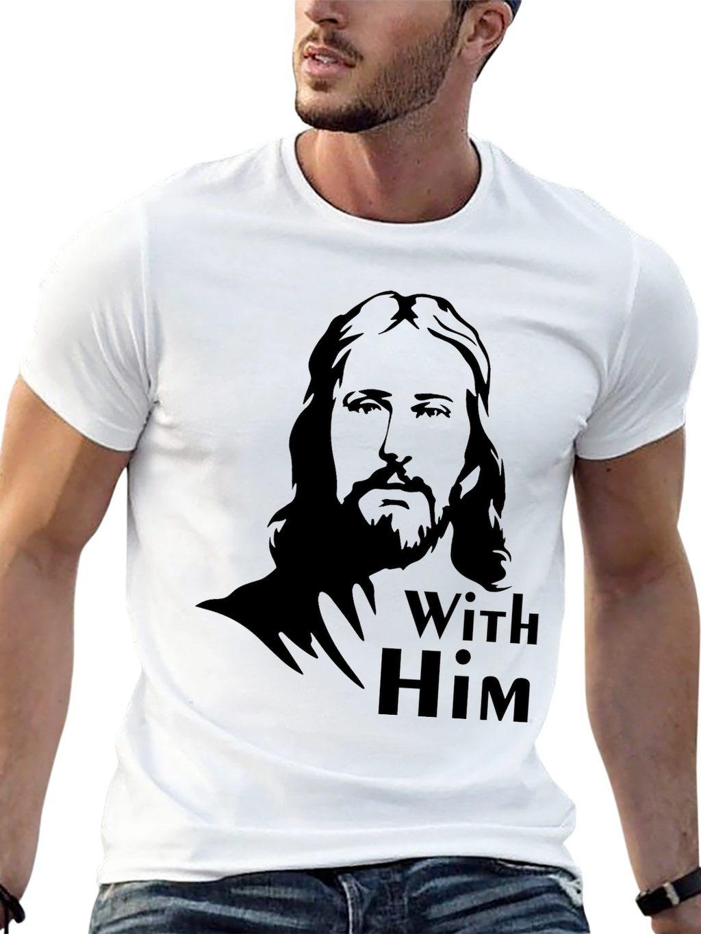 With Him Graphic Tee - Black Cotton Blend
