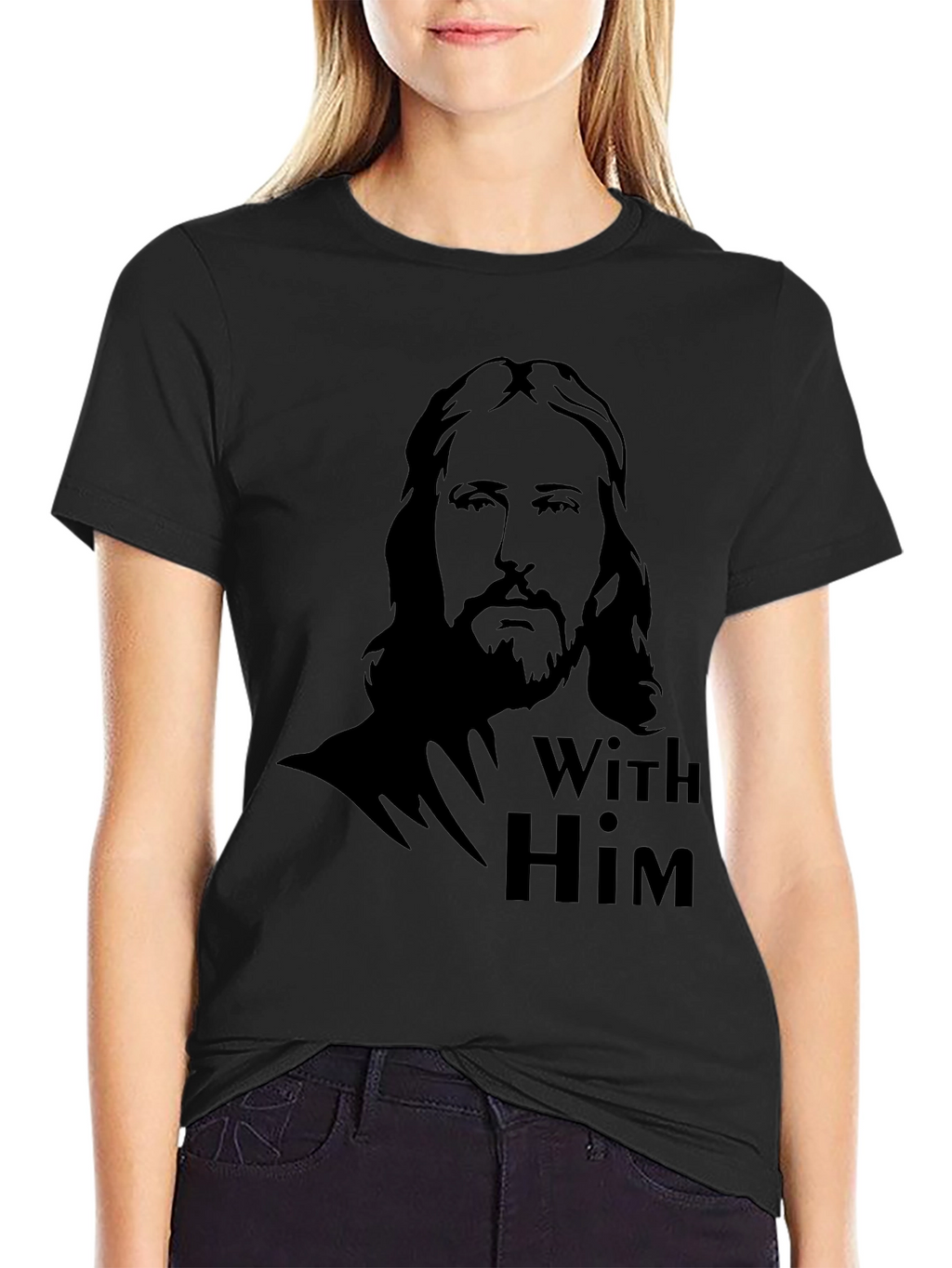 With Him Graphic Tee - Black Cotton Blend