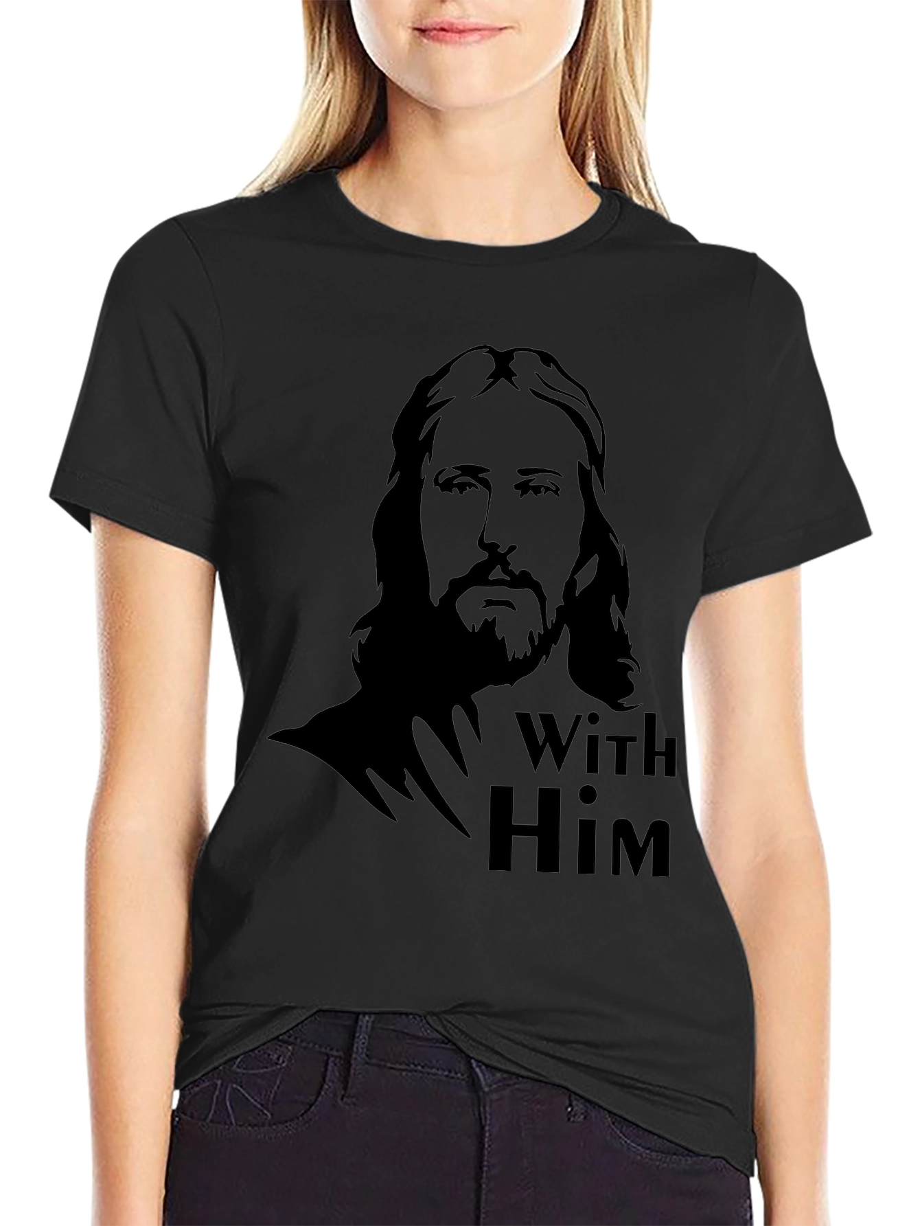 With Him Graphic Tee - Black Cotton Blend