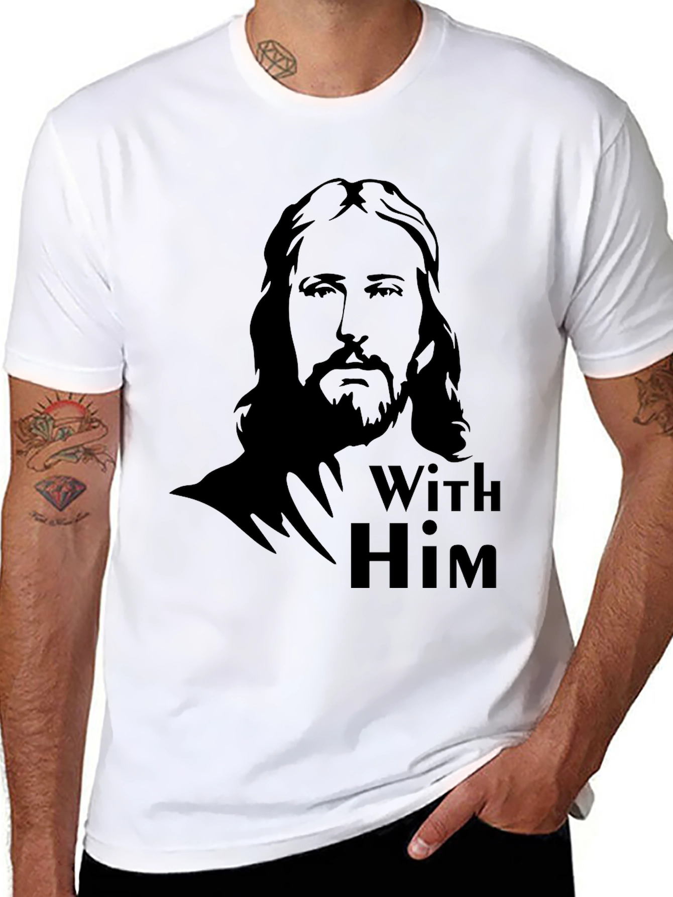 With Him Graphic Tee - Black Cotton Blend