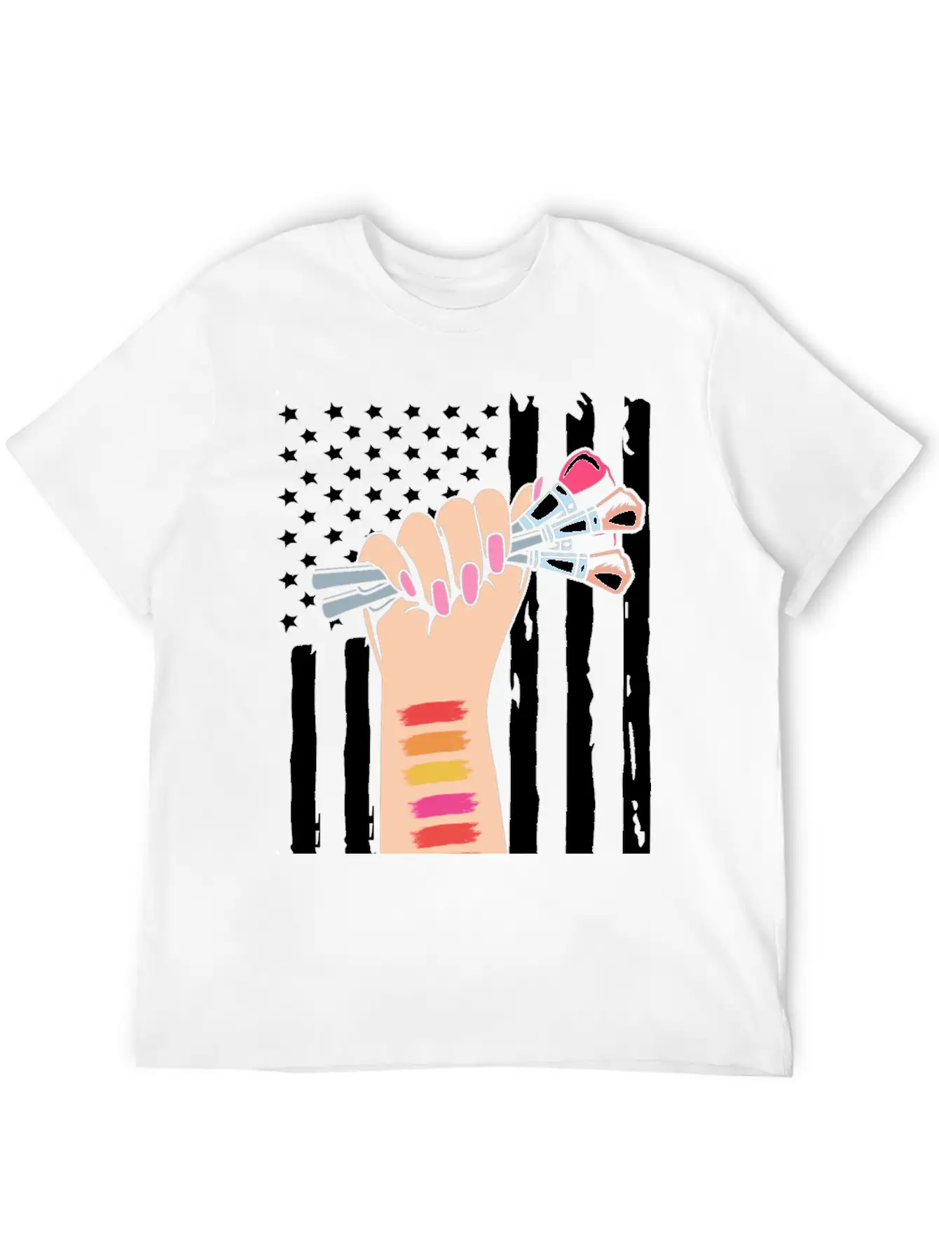4th Of July American Flag Makeup Esthetician Relaxed Everyday Tee – Lightweight And Durable Cotton