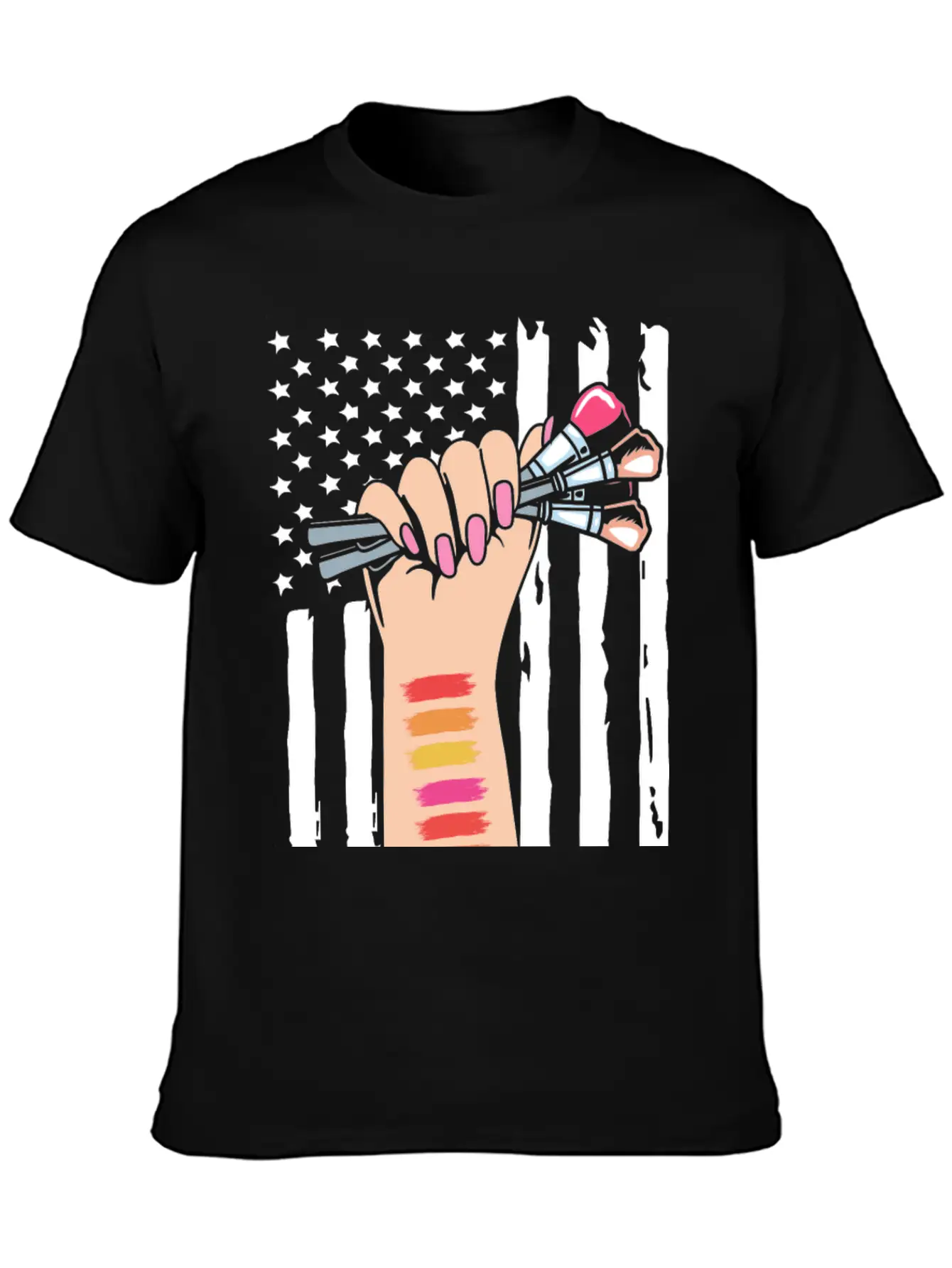 4th Of July American Flag Makeup Esthetician Relaxed Everyday Tee – Lightweight And Durable Cotton