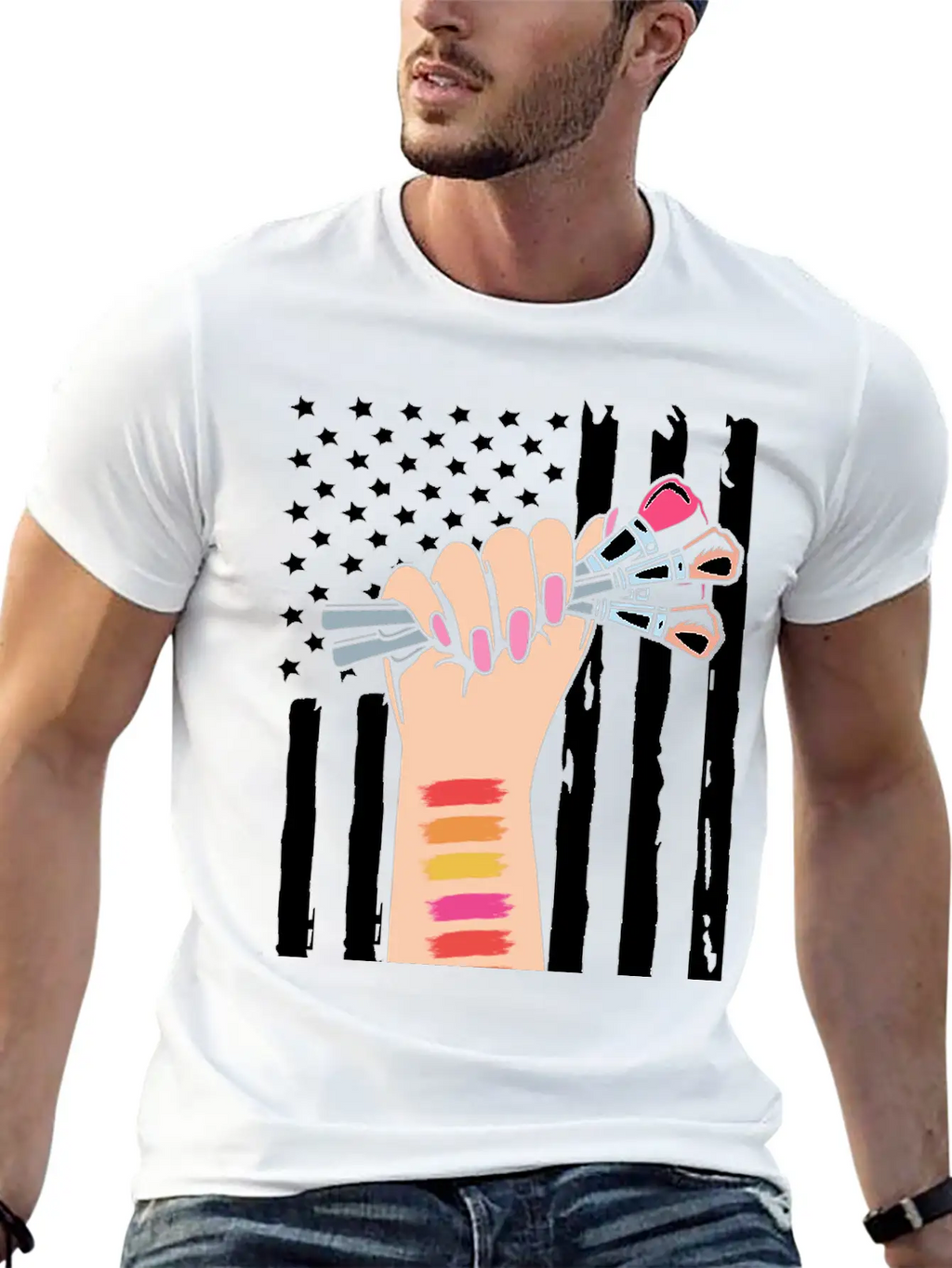 4th Of July American Flag Makeup Esthetician Relaxed Everyday Tee – Lightweight And Durable Cotton