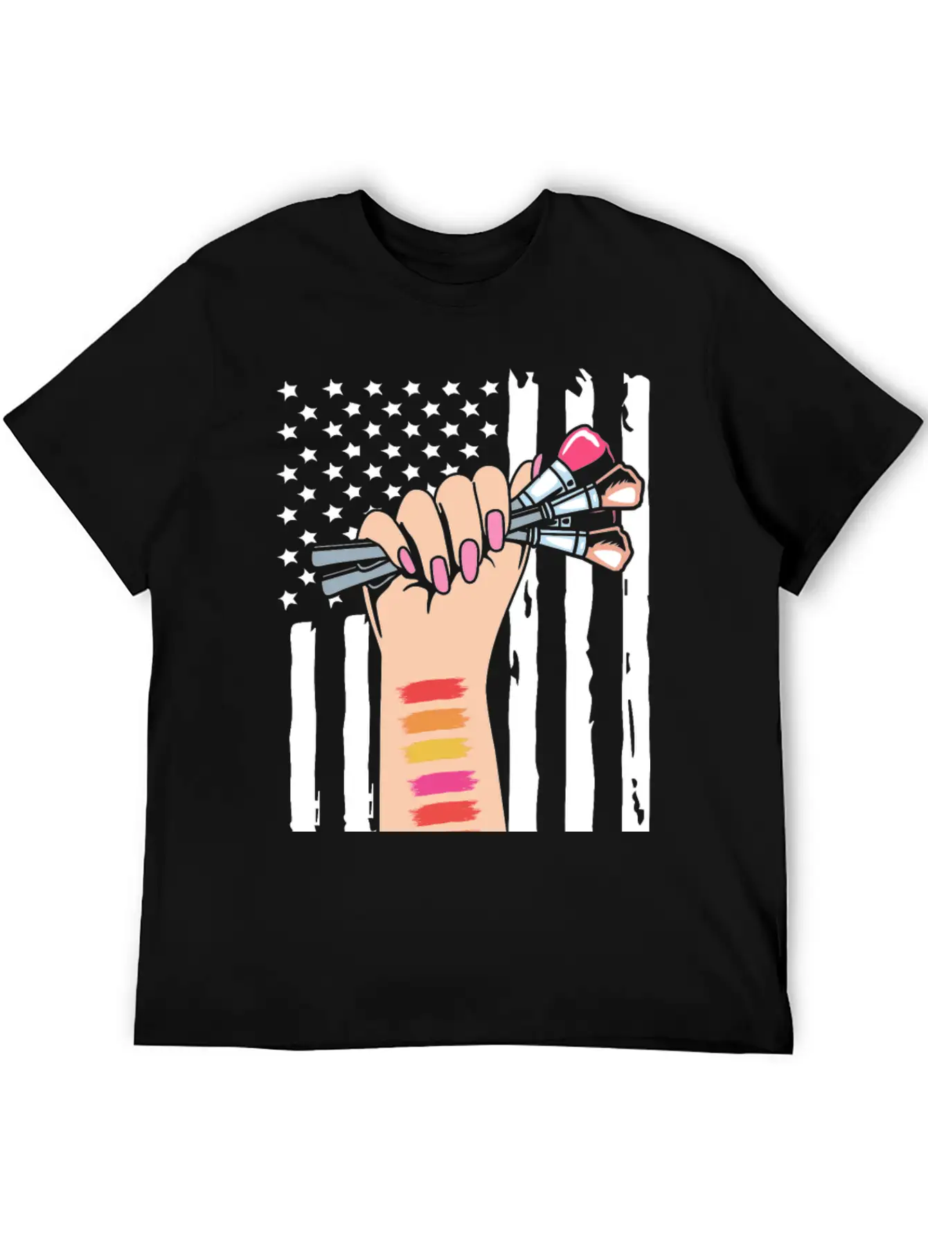 4th Of July American Flag Makeup Esthetician Relaxed Everyday Tee – Lightweight And Durable Cotton