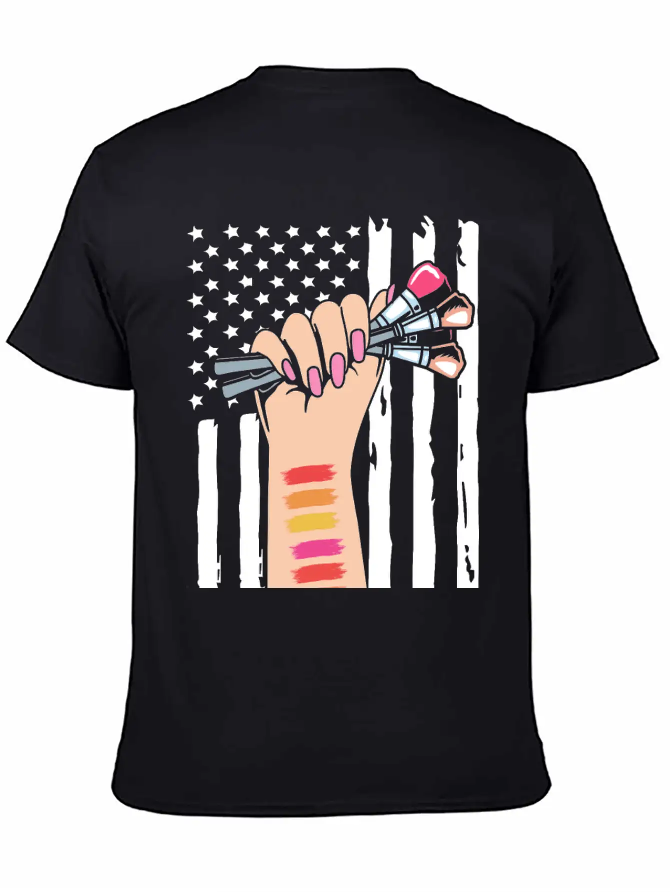 4th Of July American Flag Makeup Esthetician Relaxed Everyday Tee – Lightweight And Durable Cotton