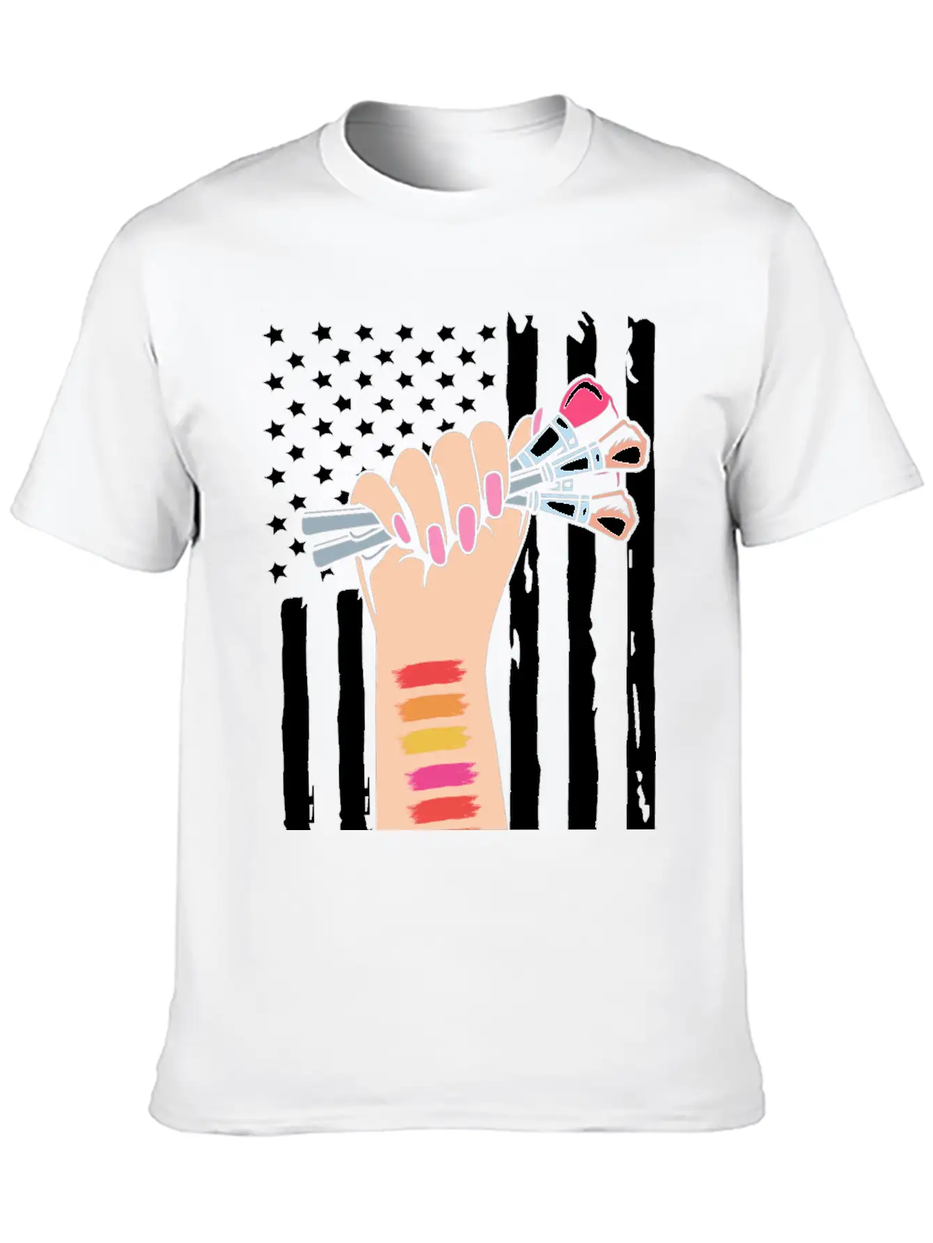 4th Of July American Flag Makeup Esthetician Relaxed Everyday Tee – Lightweight And Durable Cotton