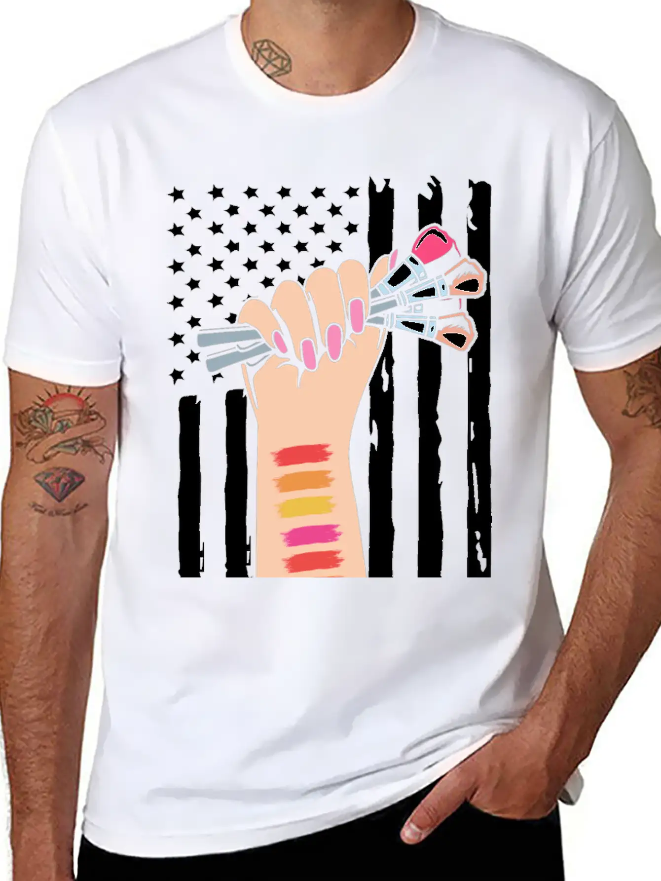 4th Of July American Flag Makeup Esthetician Relaxed Everyday Tee – Lightweight And Durable Cotton