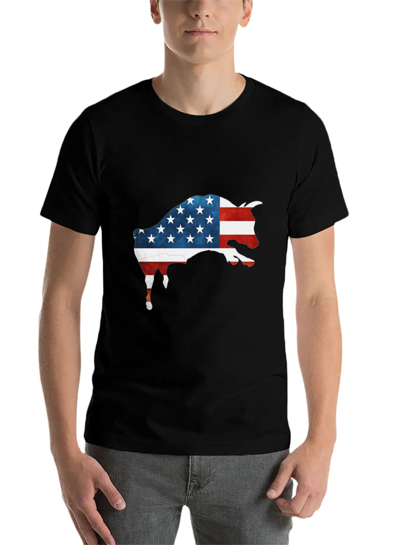 4th Of July Bull American Flag Usa Timeless Short Sleeve Tee – Comfy And Minimalist Design