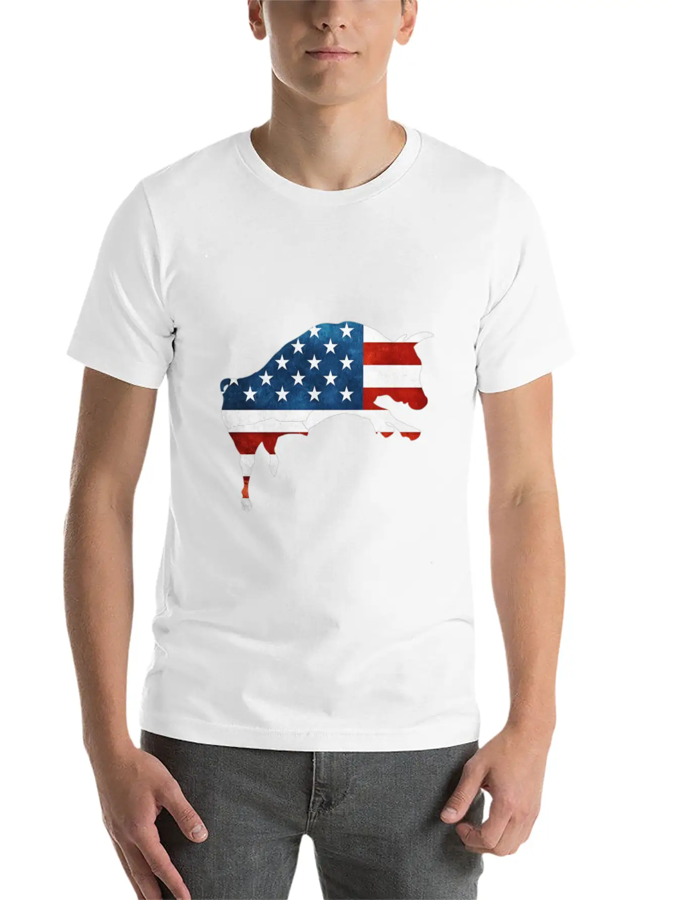 4th Of July Bull American Flag Usa Timeless Short Sleeve Tee – Comfy And Minimalist Design