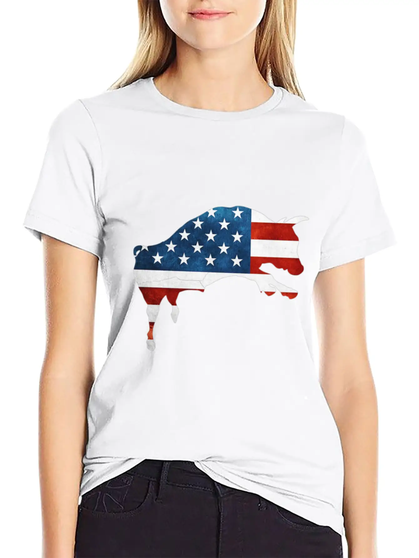 4th Of July Bull American Flag Usa Timeless Short Sleeve Tee – Comfy And Minimalist Design