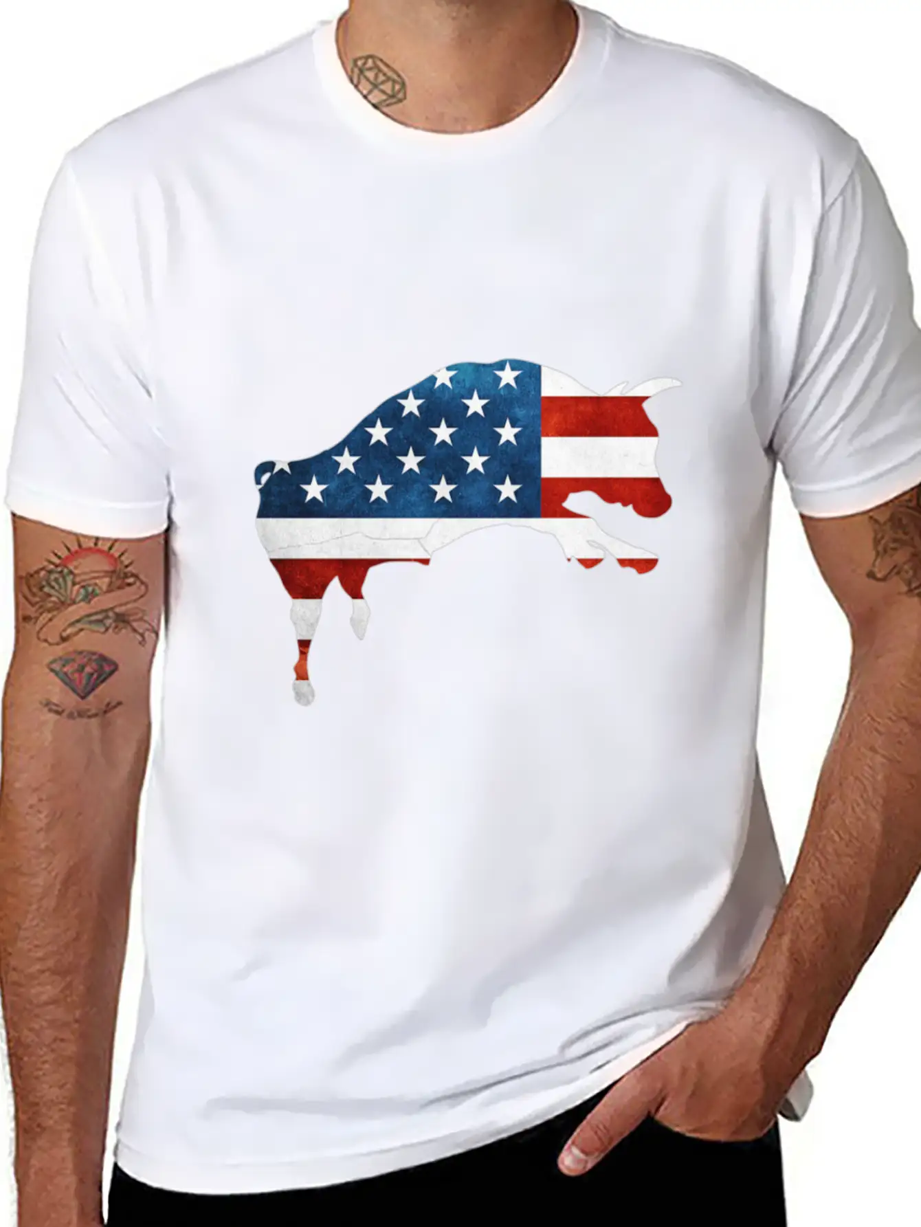 4th Of July Bull American Flag Usa Timeless Short Sleeve Tee – Comfy And Minimalist Design