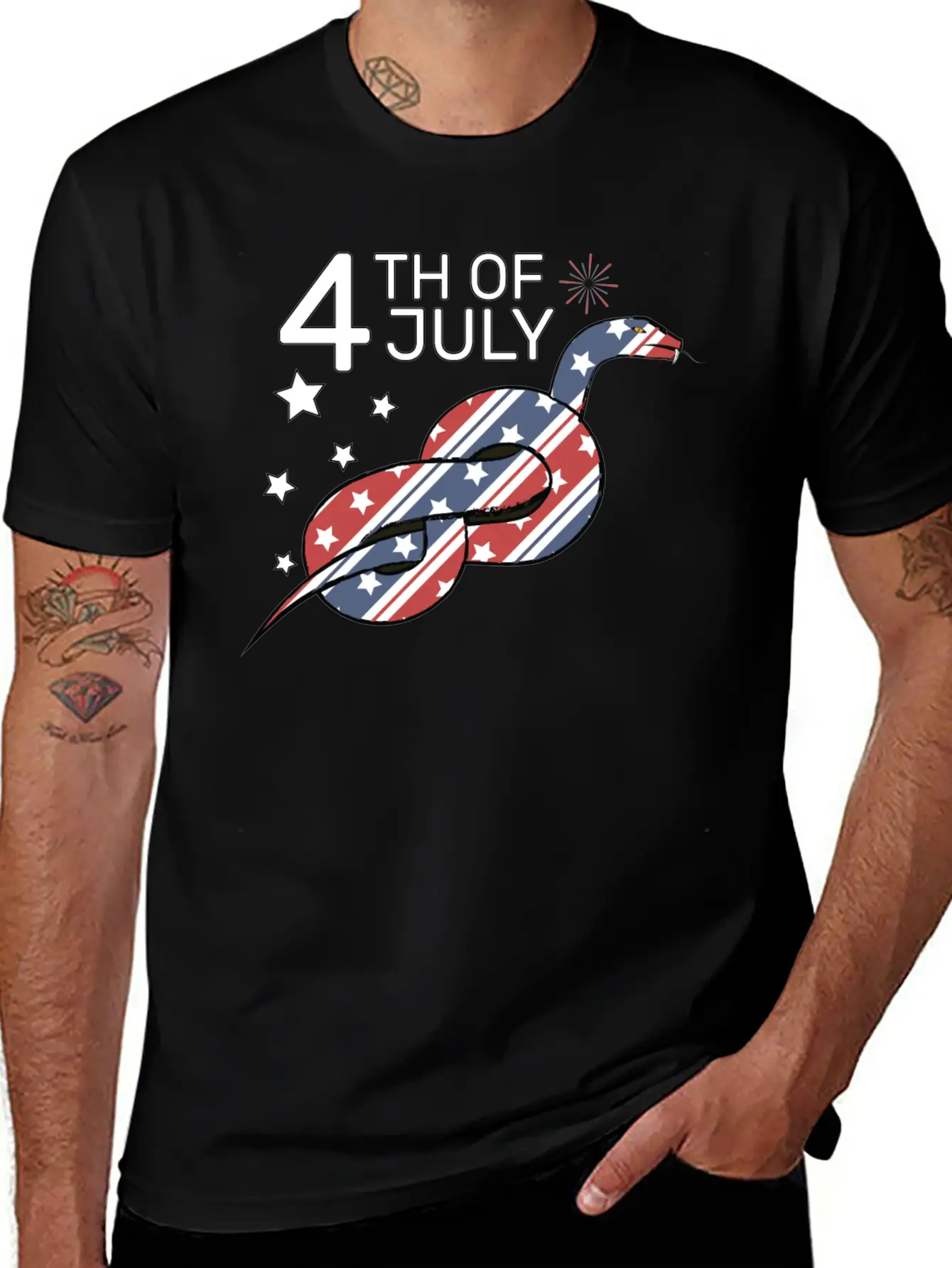 4th Of July Snake Design Relaxed Everyday Tee – Lightweight And Durable Cotton