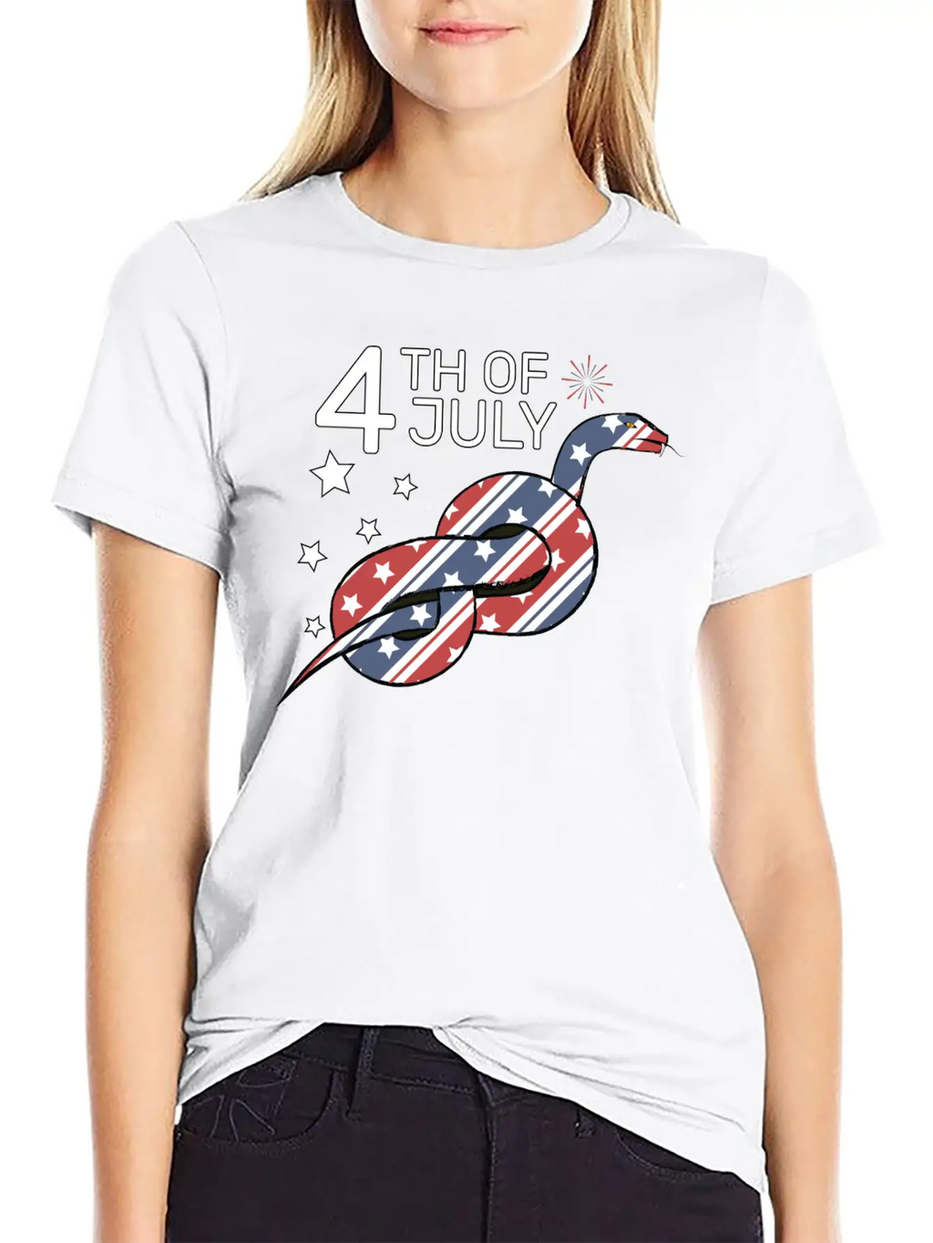 4th Of July Snake Design Relaxed Everyday Tee – Lightweight And Durable Cotton