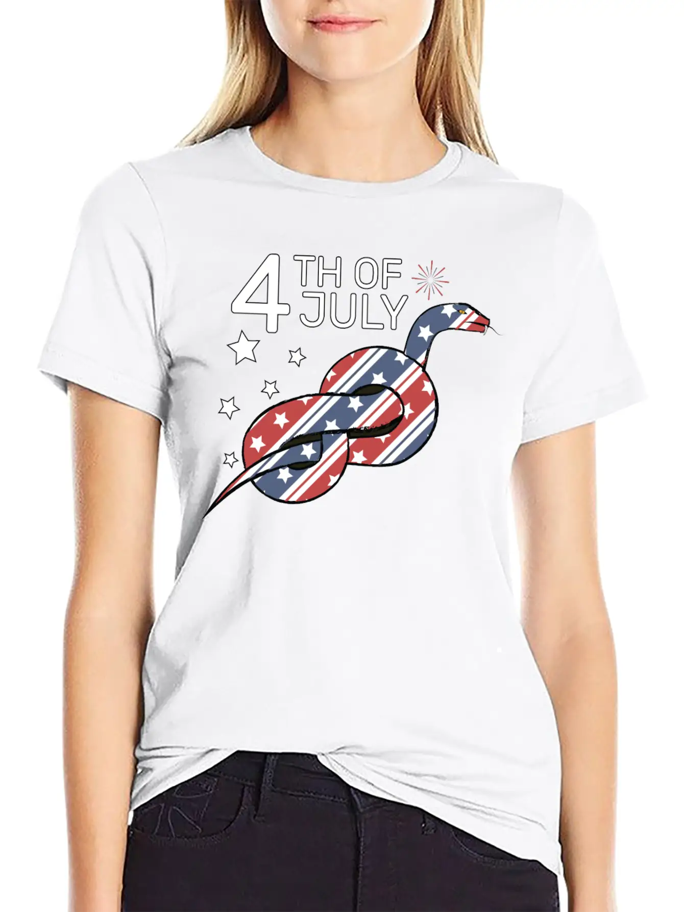 4th Of July Snake Design Relaxed Everyday Tee – Lightweight And Durable Cotton