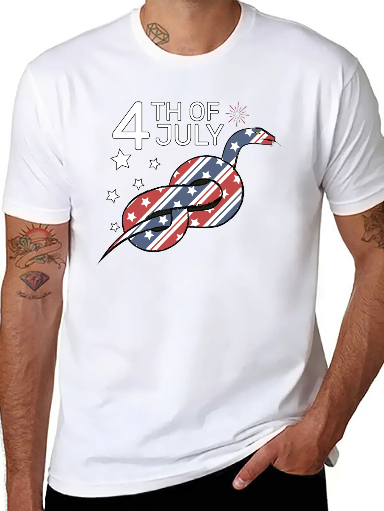 4th Of July Snake Design Relaxed Everyday Tee – Lightweight And Durable Cotton