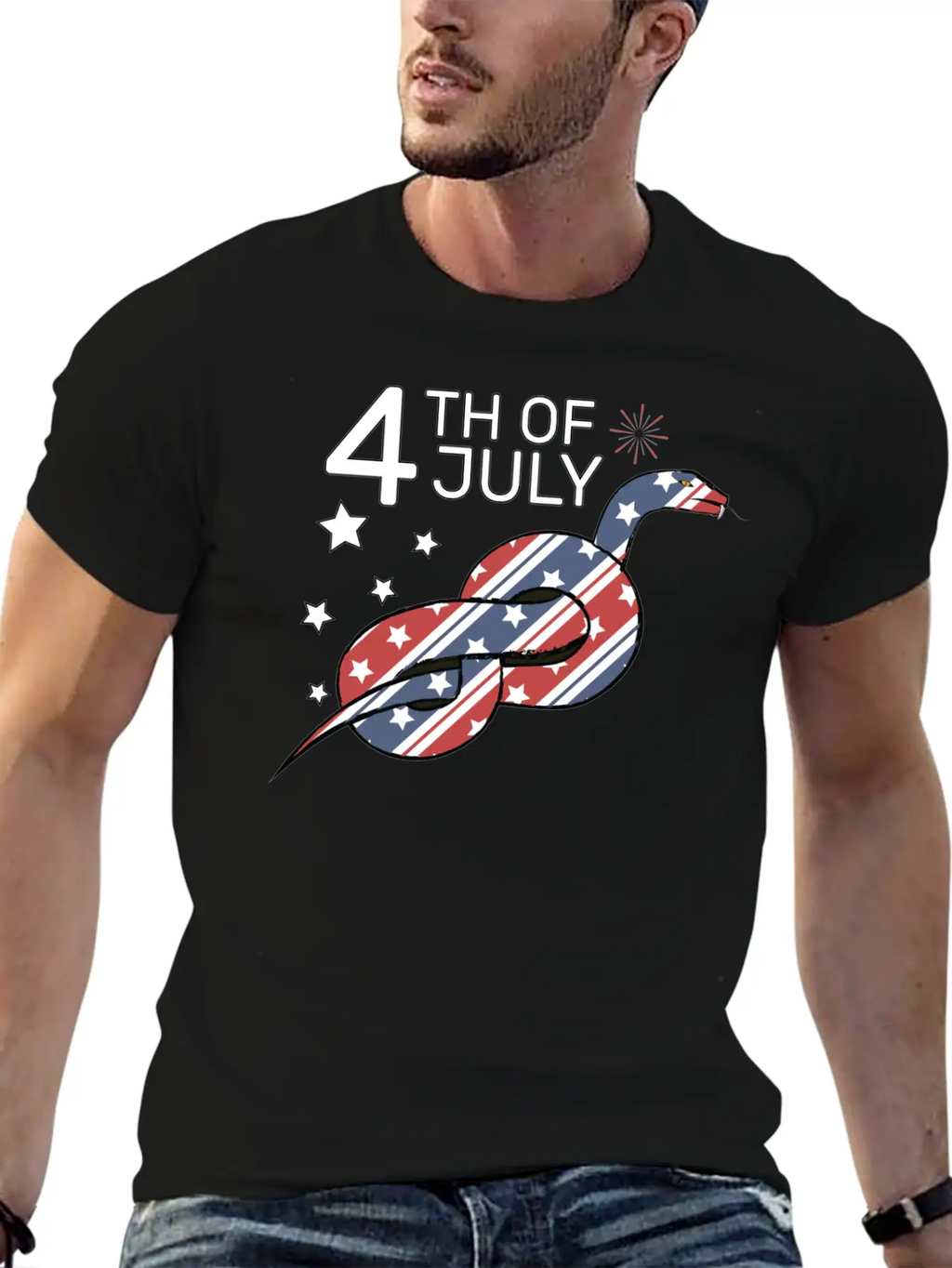4th Of July Snake Design Relaxed Everyday Tee – Lightweight And Durable Cotton