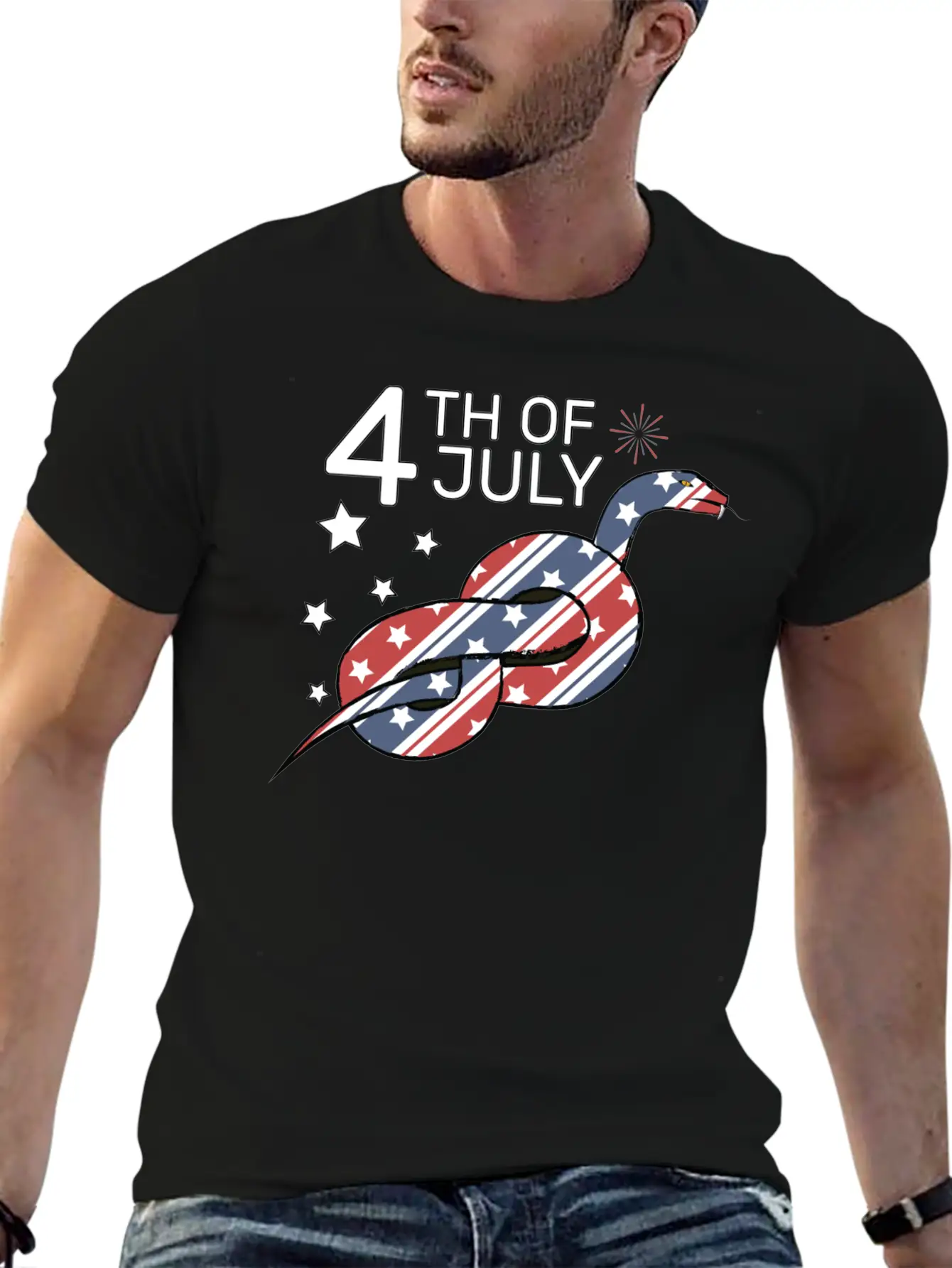 4th Of July Snake Design Relaxed Everyday Tee – Lightweight And Durable Cotton