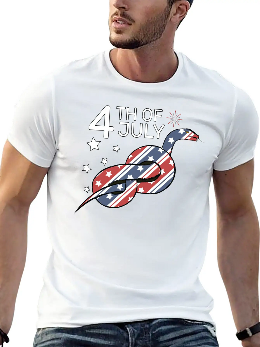 4th Of July Snake Design Relaxed Everyday Tee – Lightweight And Durable Cotton
