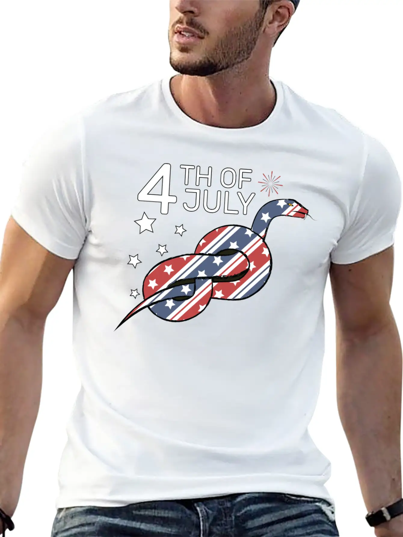4th Of July Snake Design Relaxed Everyday Tee – Lightweight And Durable Cotton
