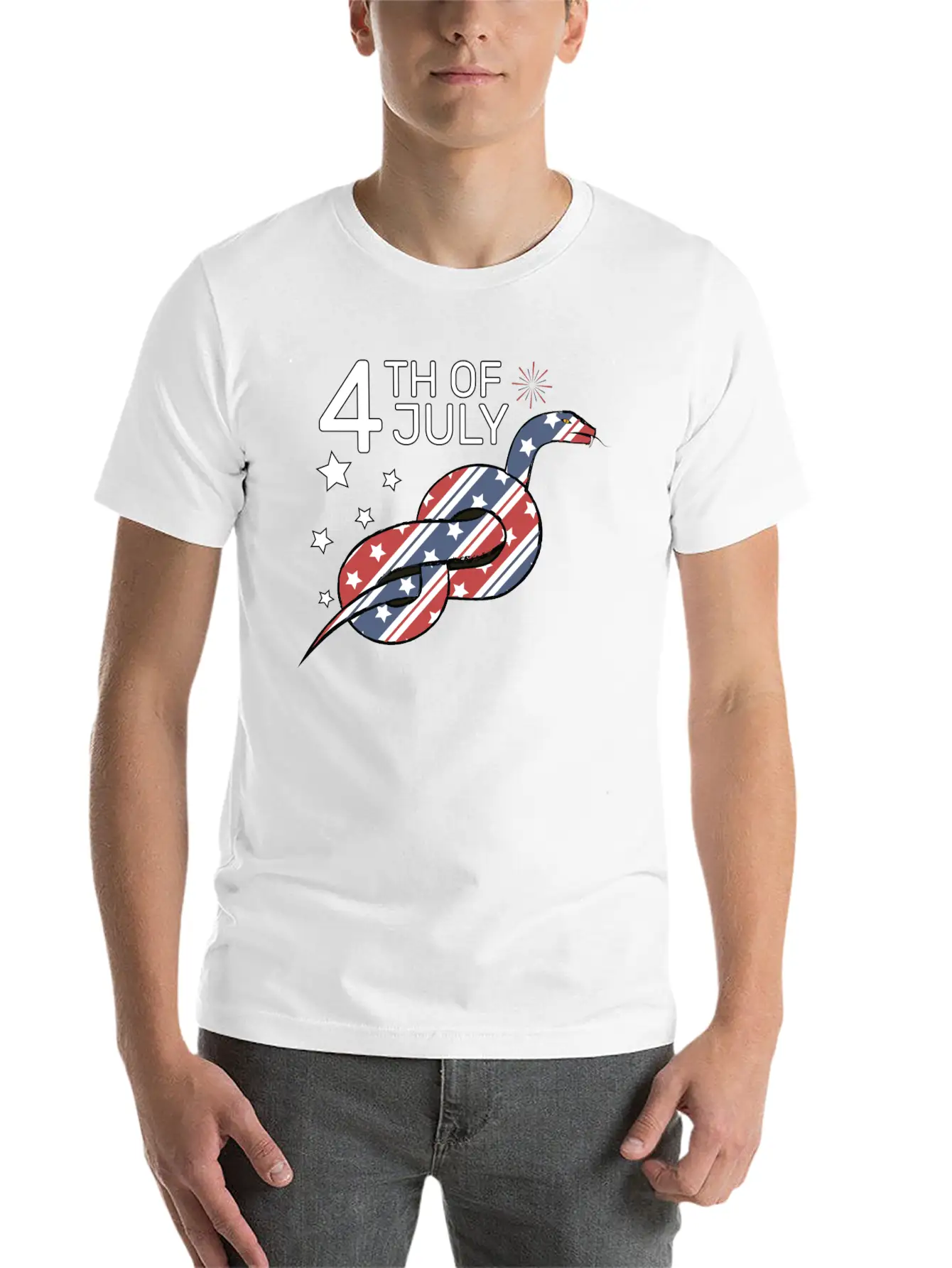 4th Of July Snake Design Relaxed Everyday Tee – Lightweight And Durable Cotton