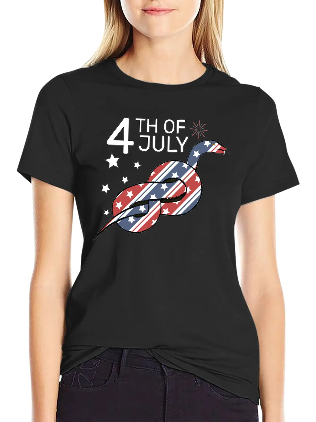 4th Of July Snake Design Relaxed Everyday Tee – Lightweight And Durable Cotton