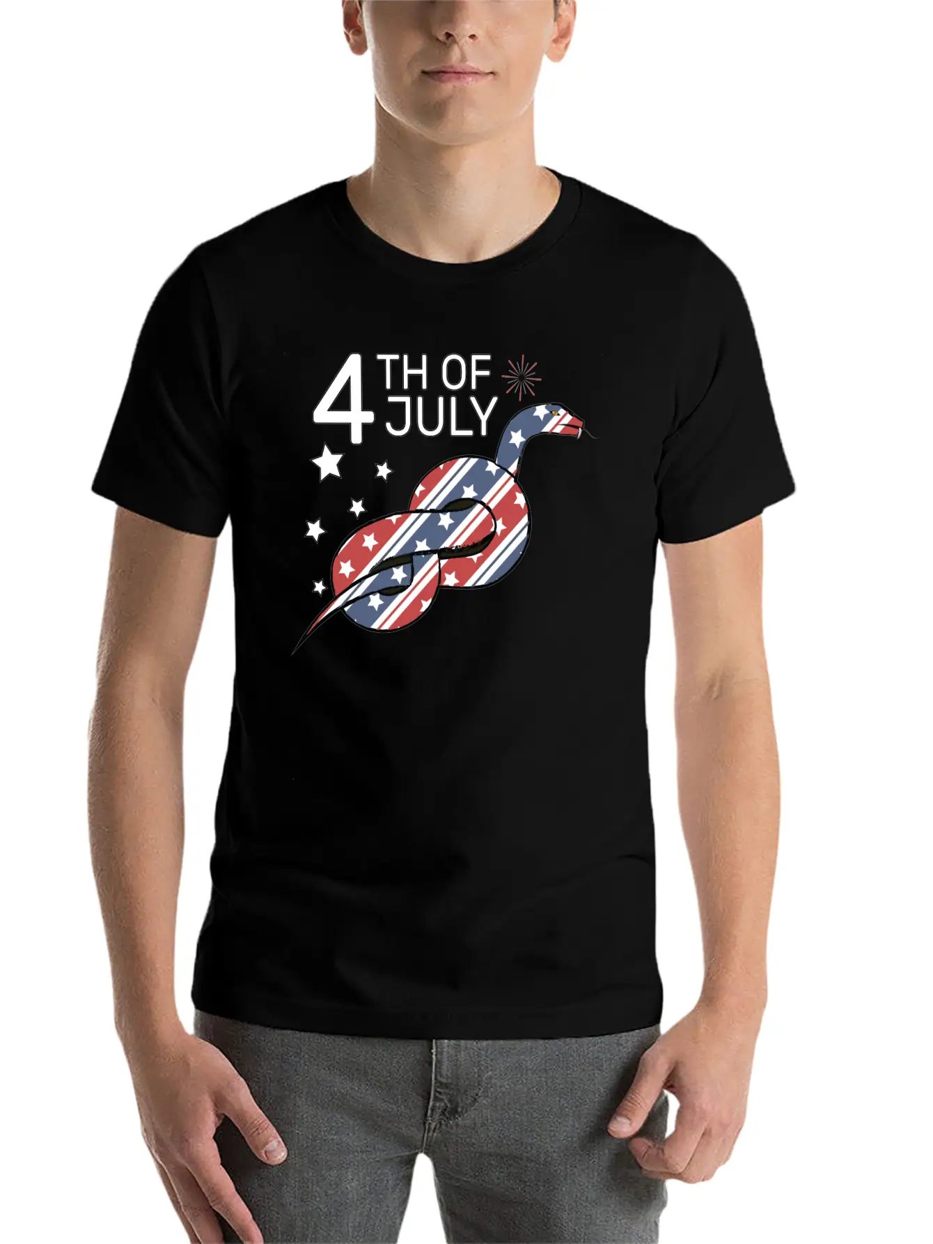 4th Of July Snake Design Relaxed Everyday Tee – Lightweight And Durable Cotton